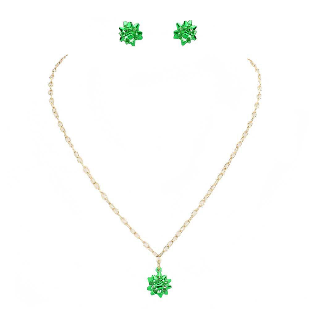 Christmas Gift Bow Necklace