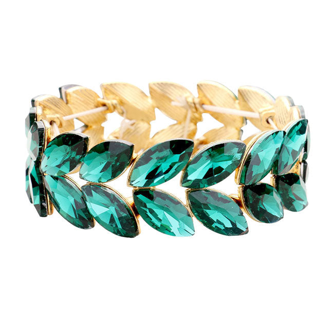 Marquise Glass Crystal Stretch Evening Bracelet