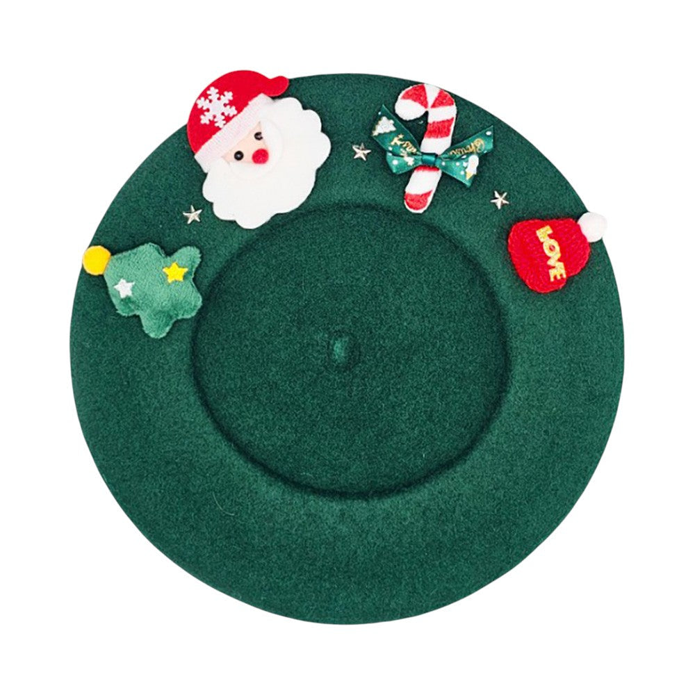 Christmas Decoration Fuzzy Beret Hat