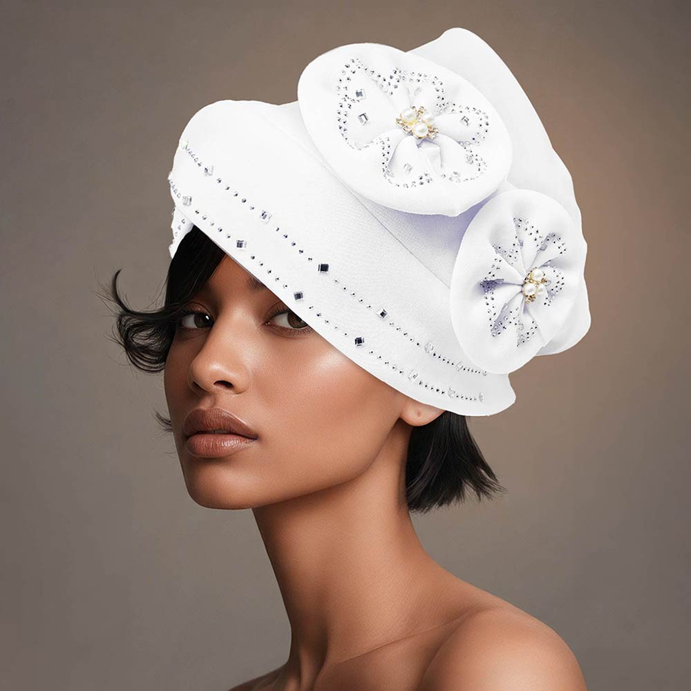 Pearl Rhinestone Cluster Embellished Floral Turban Hair Wrap