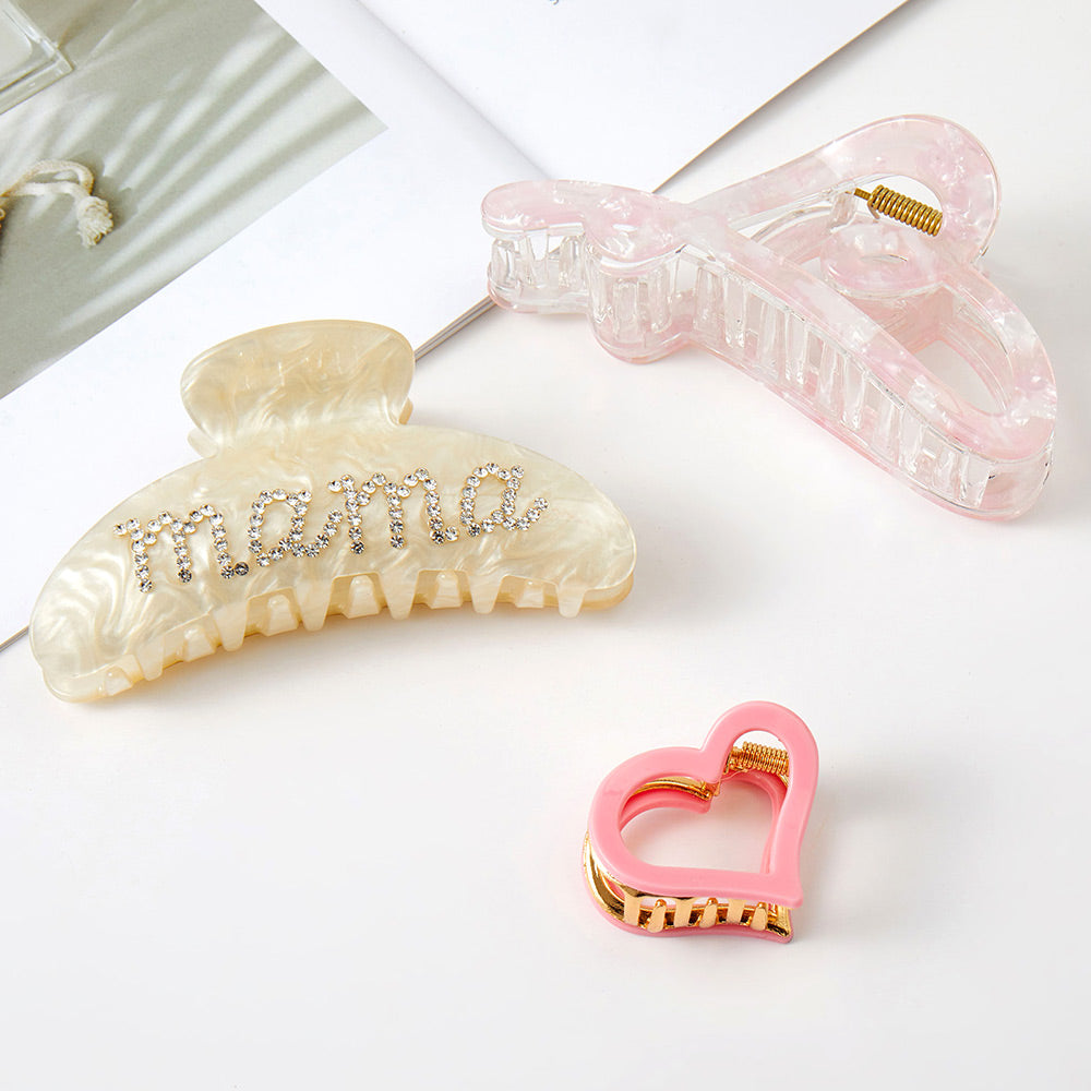 3PCS - MAMA Heart Hair Claw Clip Set