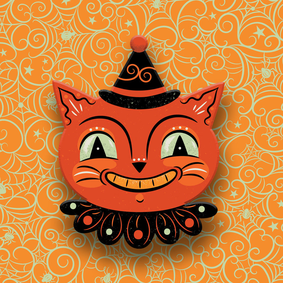 Spunky Copper Cat Brooch by Johanna Parker x Lipstick & Chrome — Vintage Halloween Cat Pin