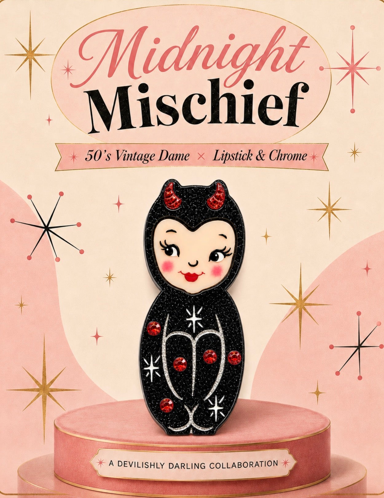 Midnight Mischief Brooch by 50's Vintage Dame x Lipstick & Chrome
