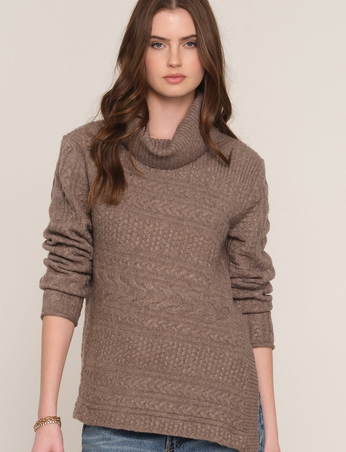 Zadie Sweater in mink, front angle