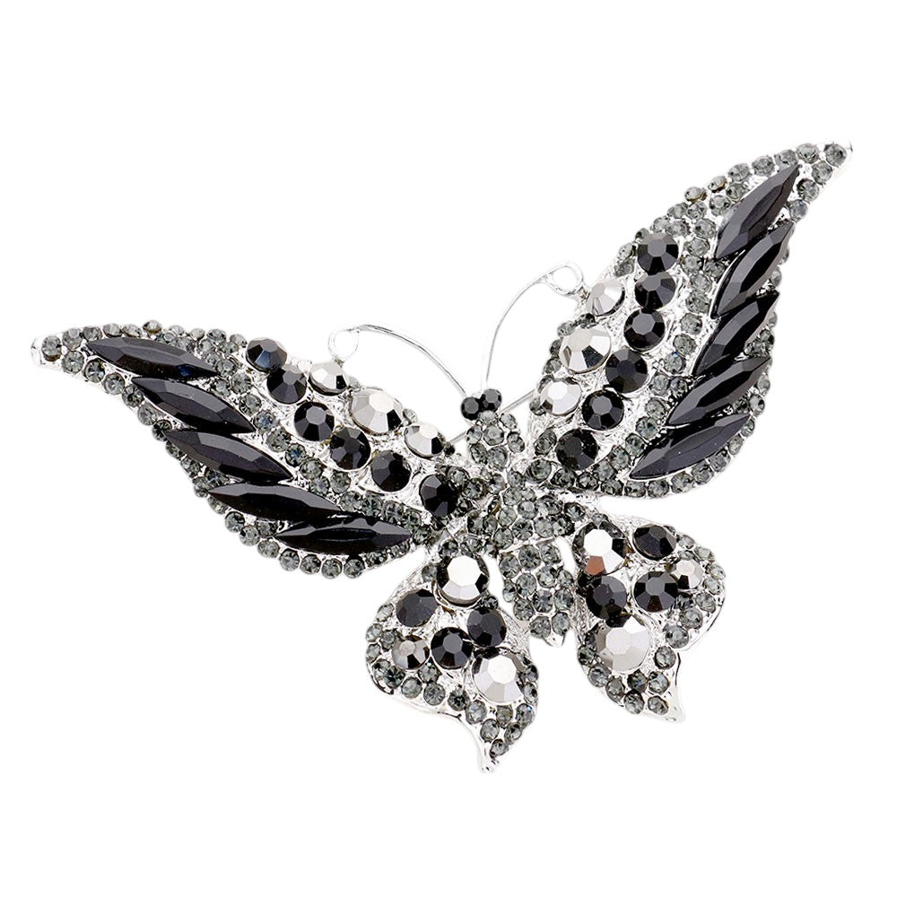 Glass Crystal Butterfly Pin Brooch