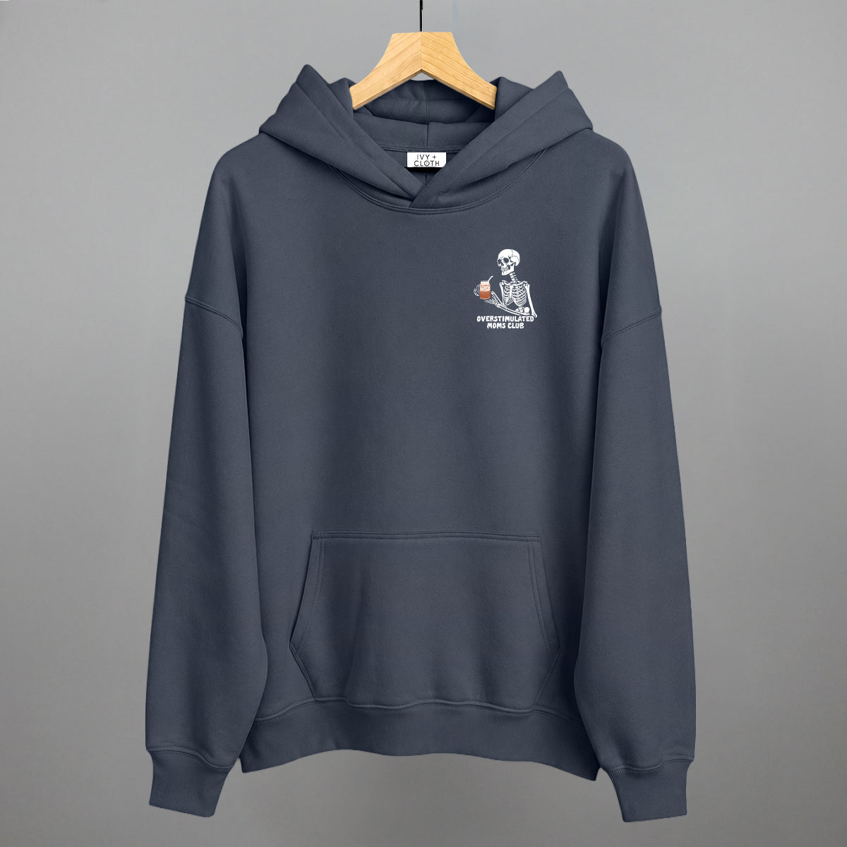 Overstimulated Moms Club (Skeleton + Coffee) (Left Chest)