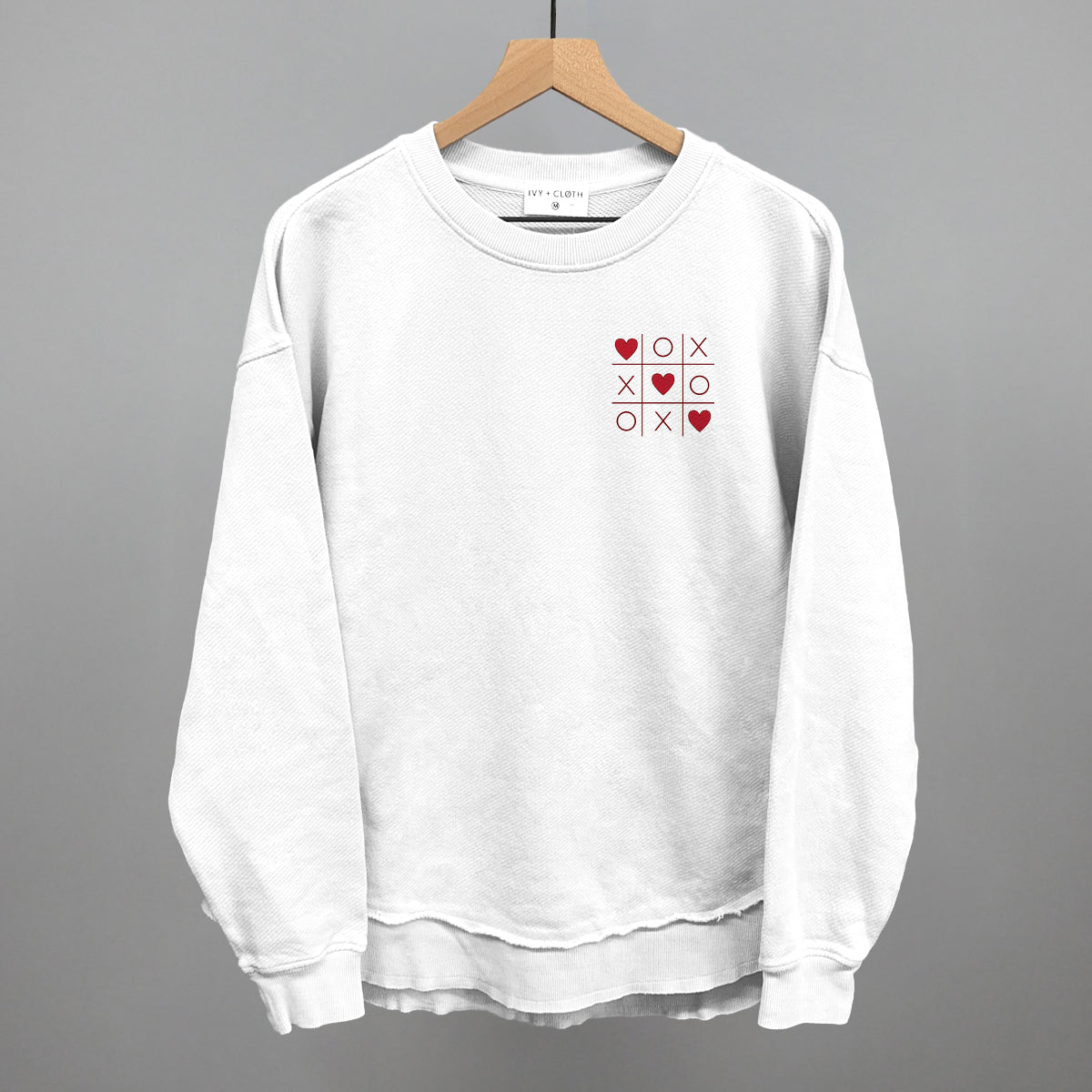 Tic Tac Toe Red Hearts (Left Chest)