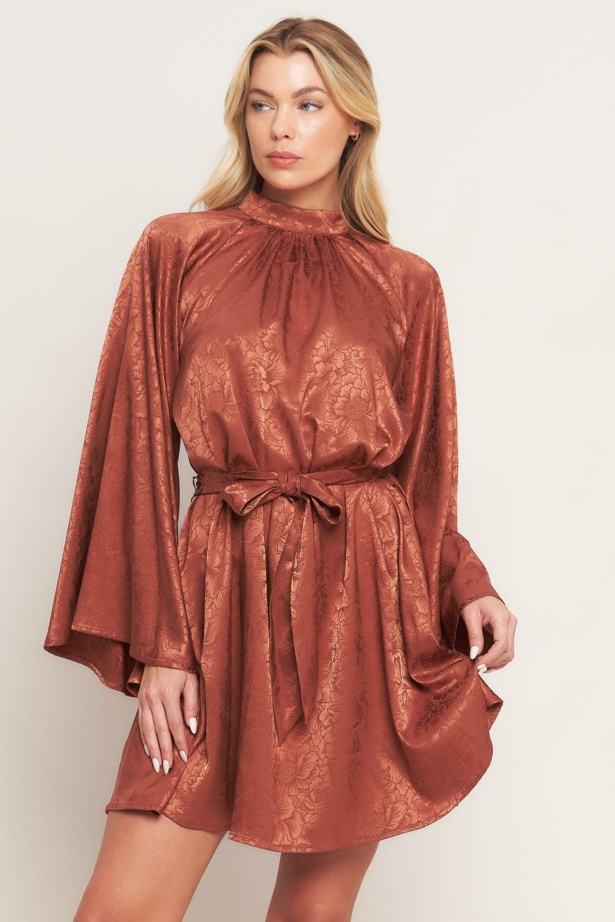 BY ANY MEANS WOVEN SATIN MINI DRESS