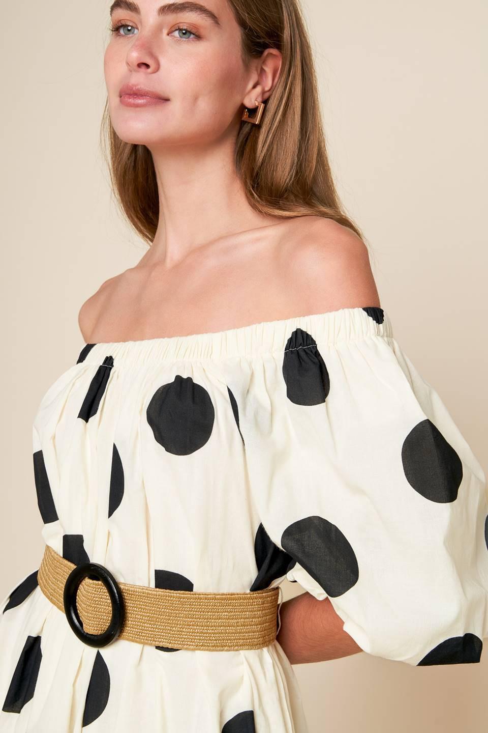 HUMMINGBIRD'S HAVEN OFF WHITE WOVEN MIDI DRESS