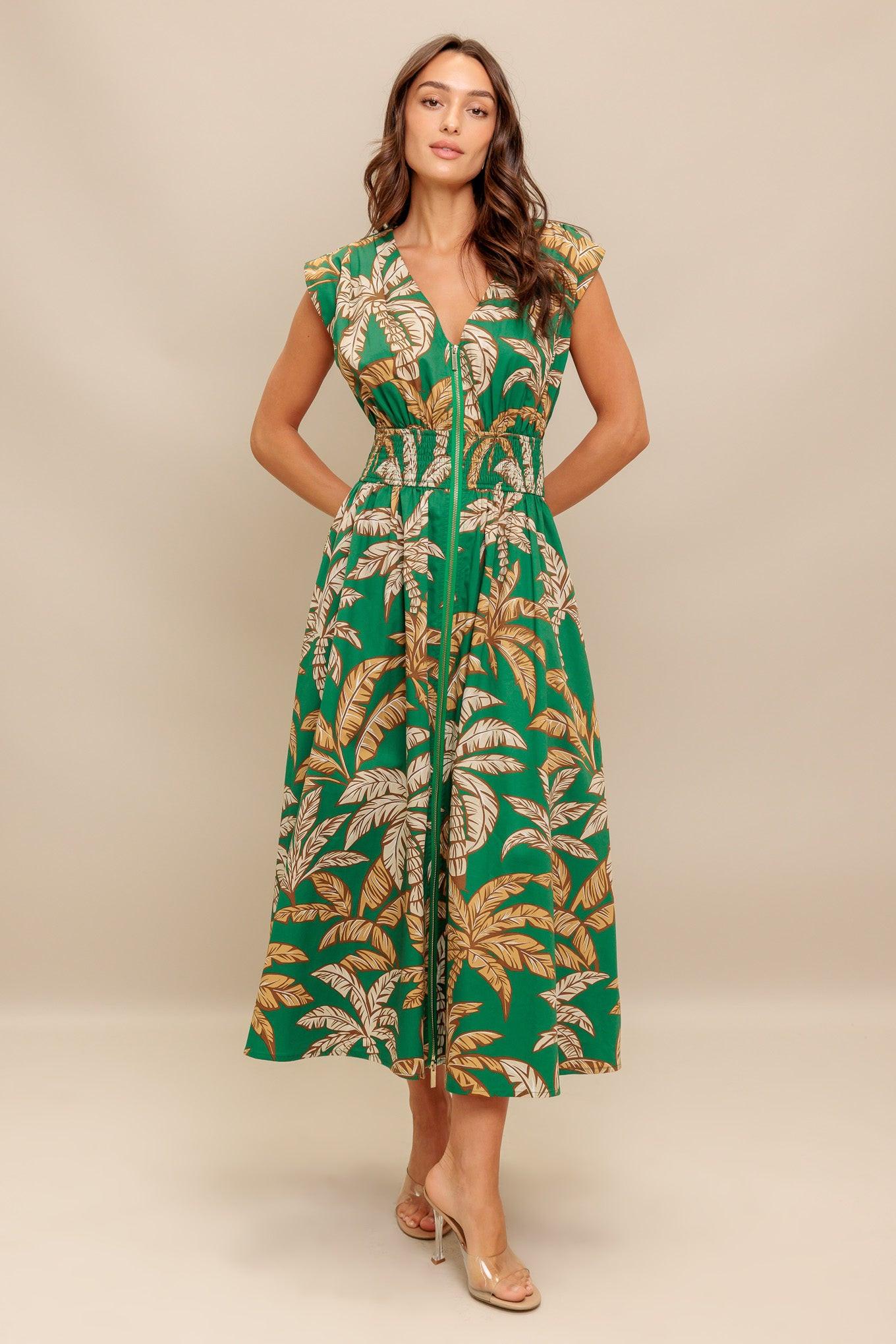 LUSH STILLNESS WOVEN MIDI DRESS