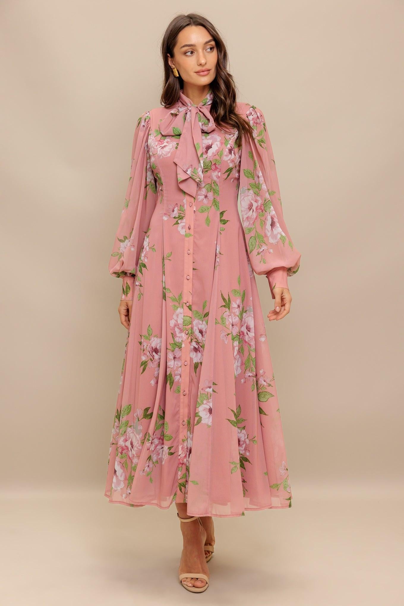 BLUSH BOTANICA WOVEN MIDI DRESS