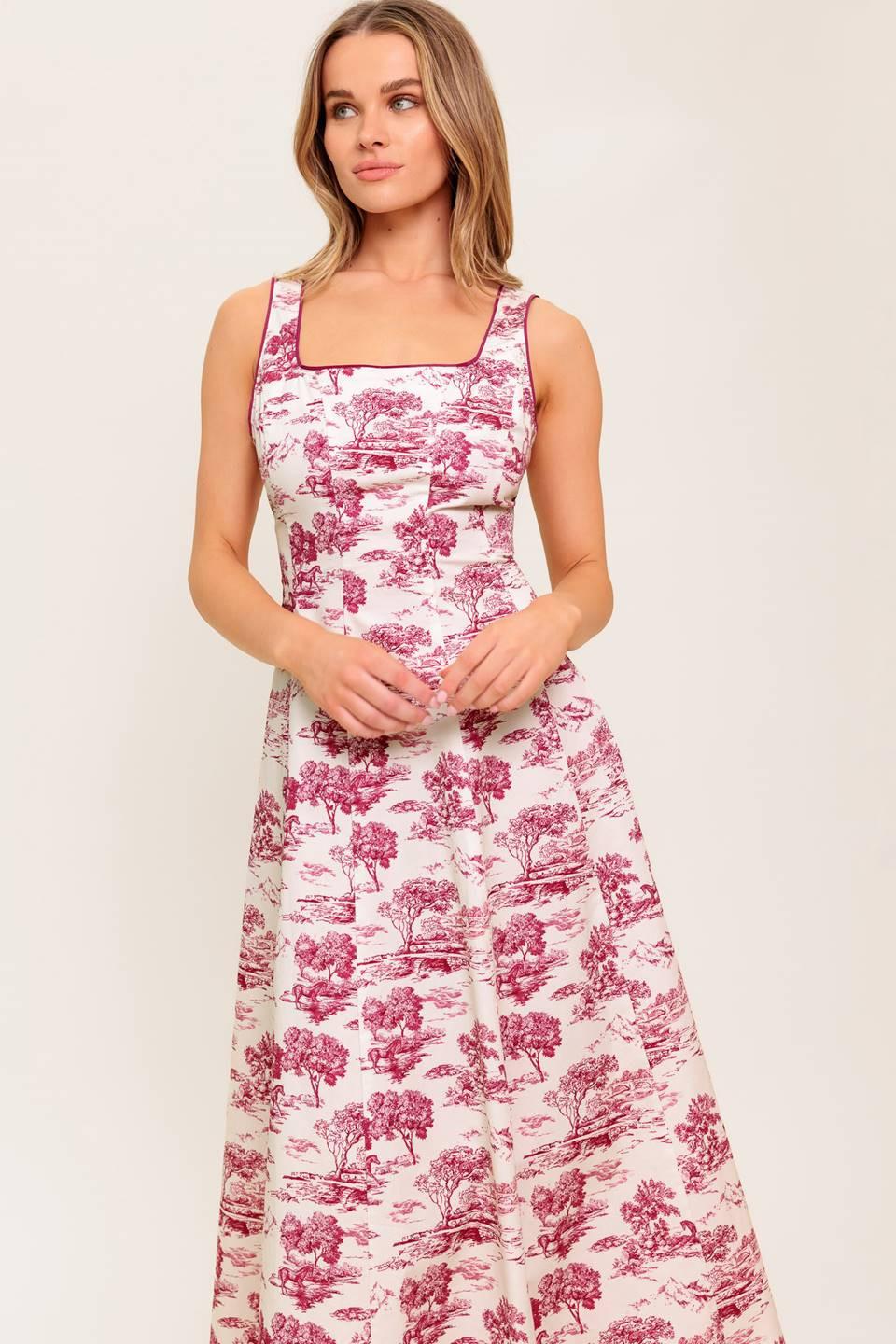 MOJITO MOOD BERRY WOVEN MIDI DRESS