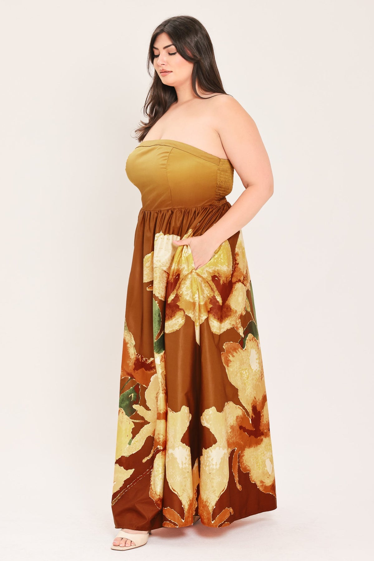 GOLDEN ROSE AFTERGLOW WOVEN MAXI DRESS