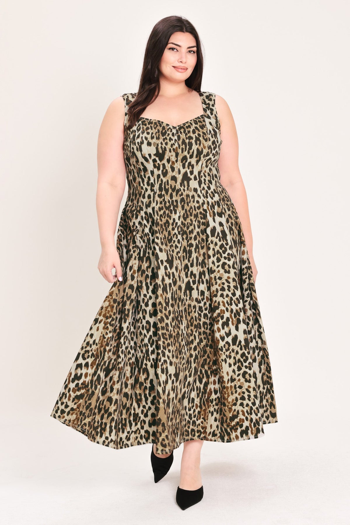 DESERT ROSE LEOPARD WOVEN MIDI DRESS