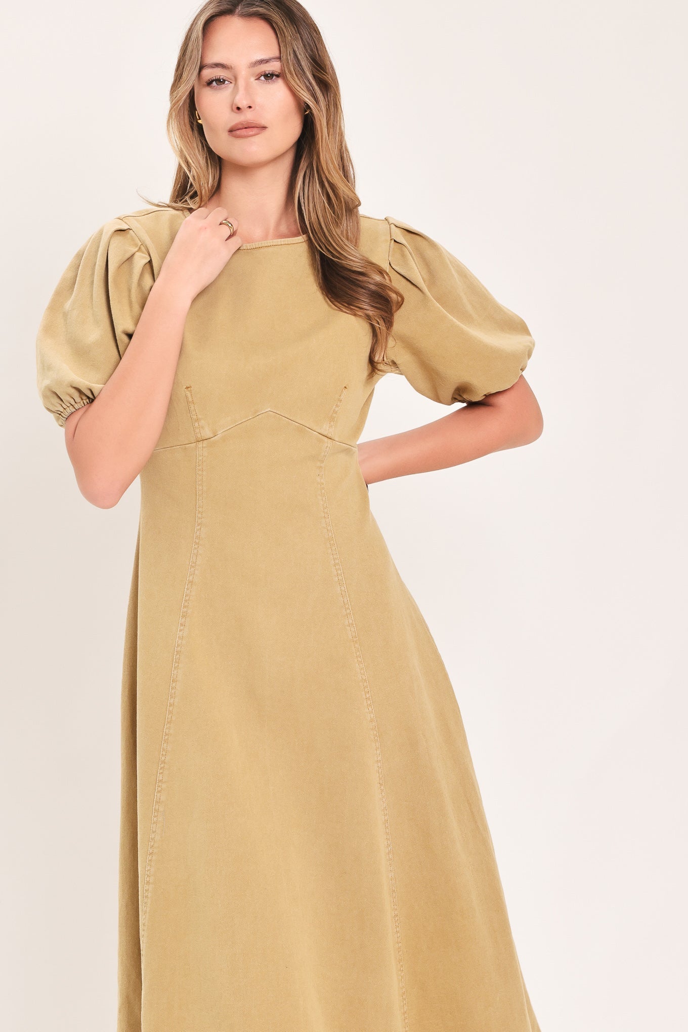 OCHRE COTTAGE POISE WOVEN MIDI DRESS