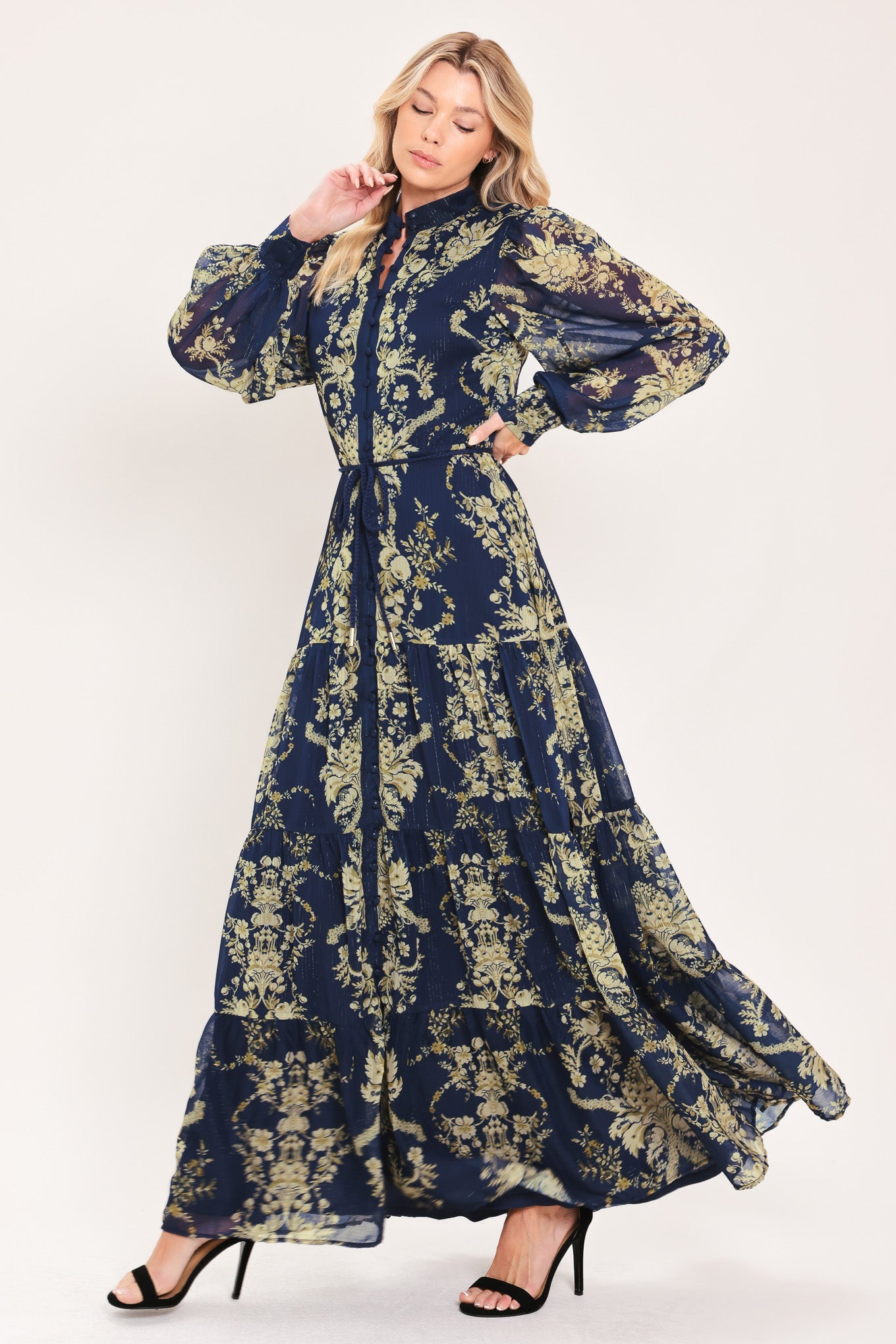 ROYAL HERITAGE BLOOM WOVEN MAXI DRESS