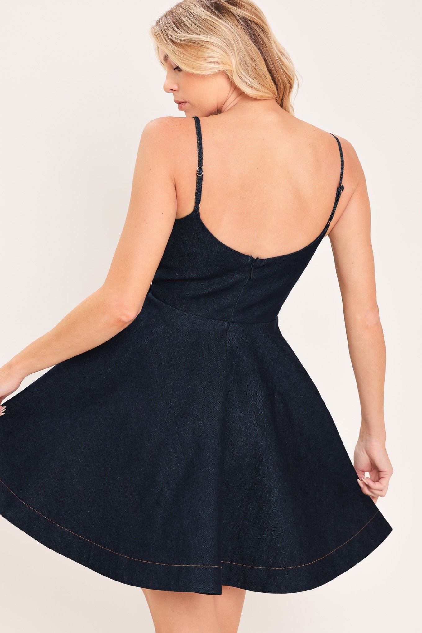 DEEP BLUE CELEBRATION DENIM MINI DRESS