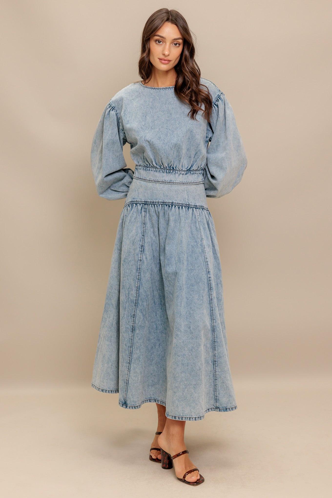 AMERICAN BLEND DENIM MIDI SKIRT