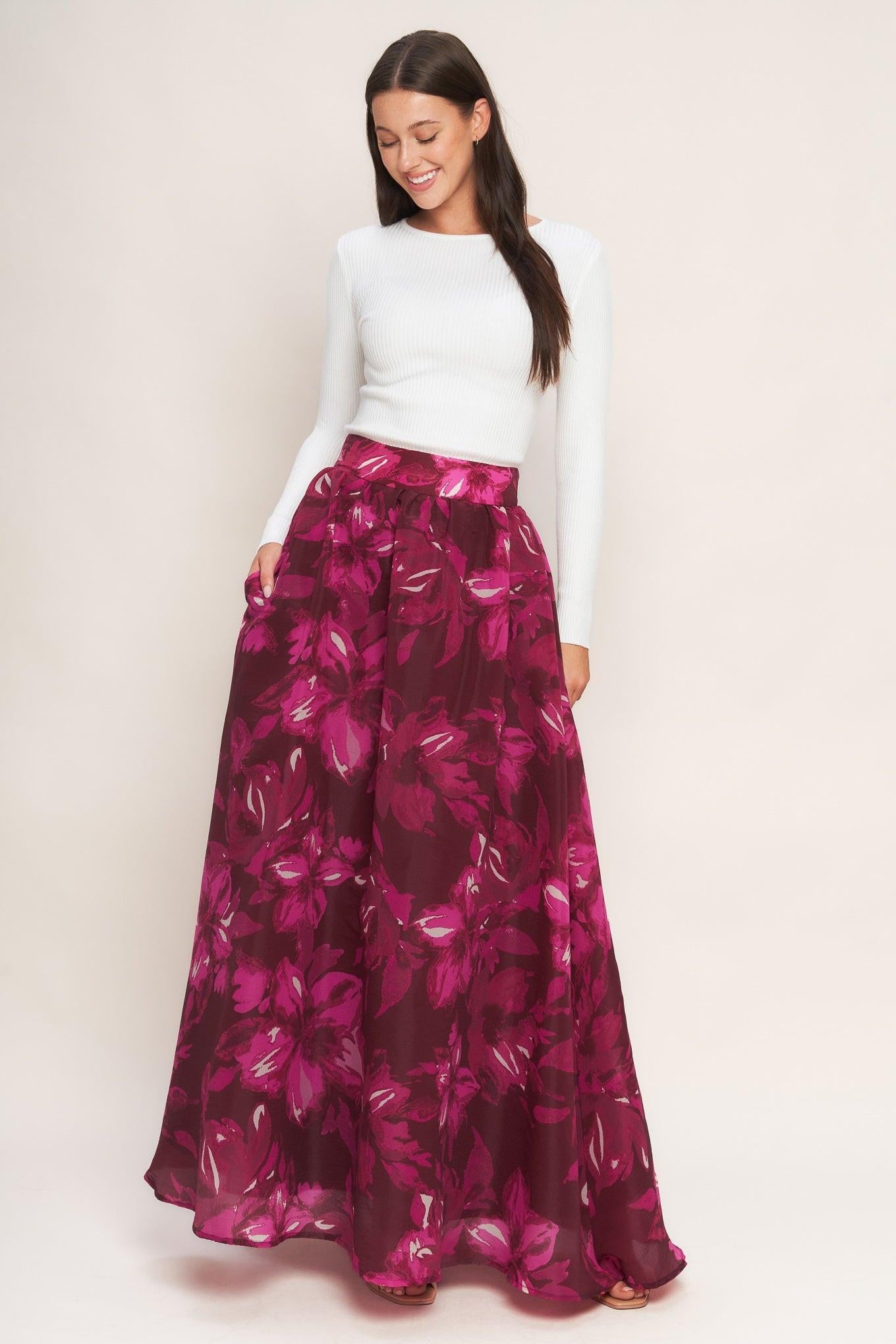 BOUQUET NO.9 WOVEN MAXI FULL SKIRT