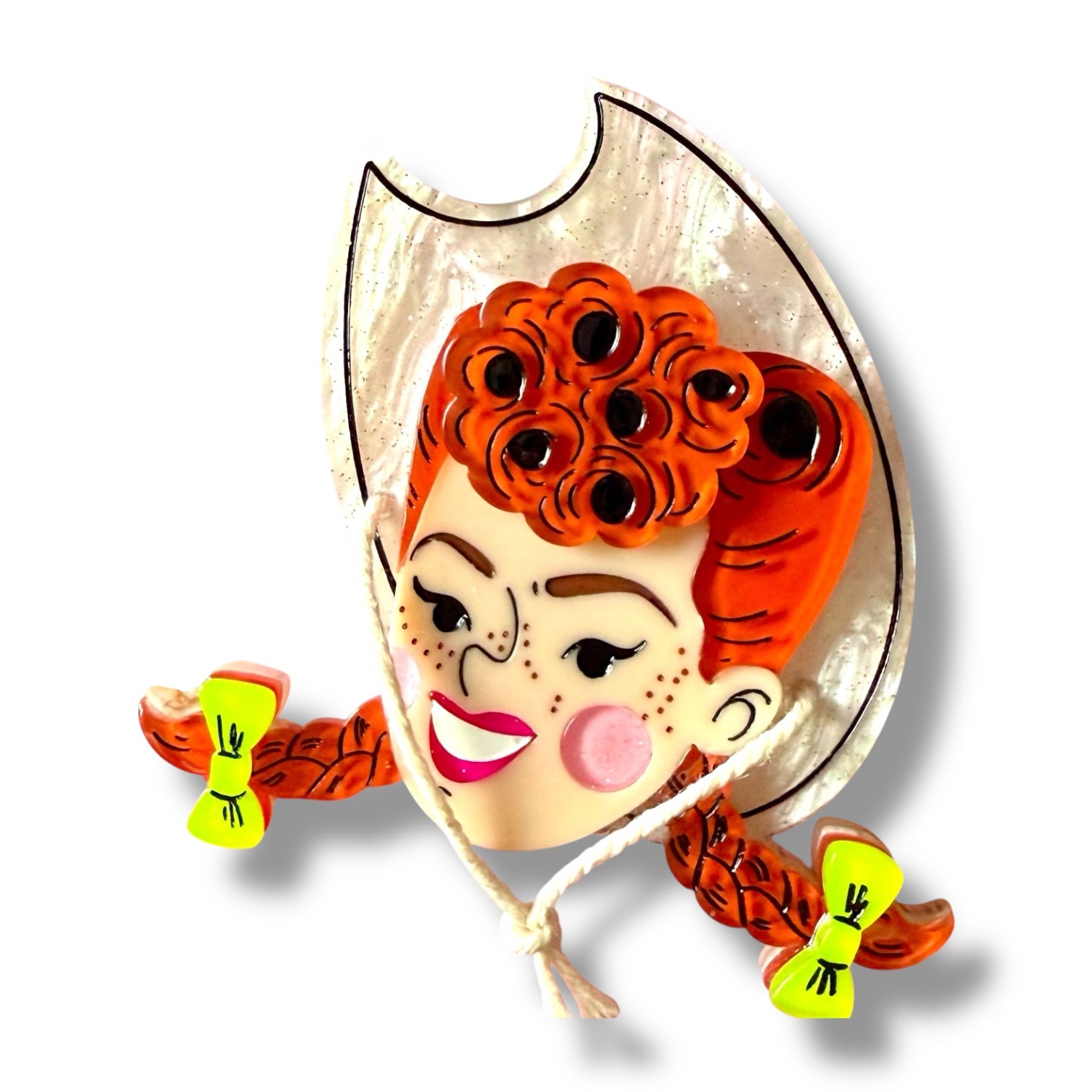 Darla the Cowgirl Brooch by Marla VonDuta x Lipstick & Chrome — Vintage Western Pin