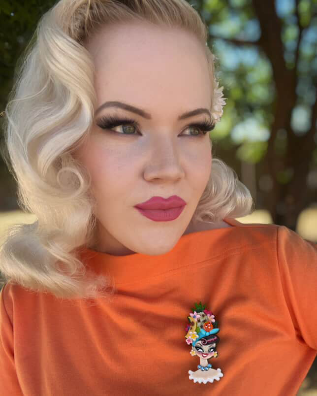 Forbidden Fruits Brooch by Miss Fluff x Lipstick & Chrome — Vintage Apple Temptation Acrylic Pin