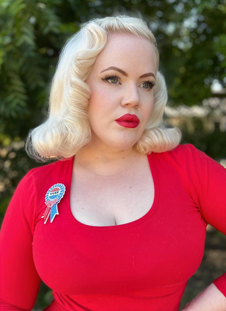 Use Your VOTE Brooch by PolyPaige x Lipstick & Chrome — Vintage Civic Engagement Acrylic Pin