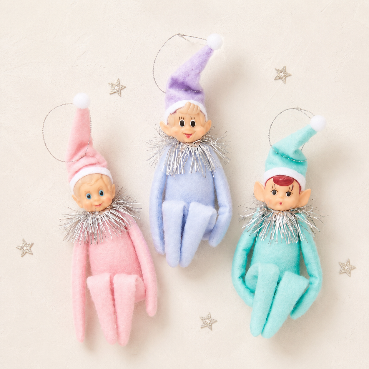 Pastel MCM KneeHugger Elf Ornaments Set of 3