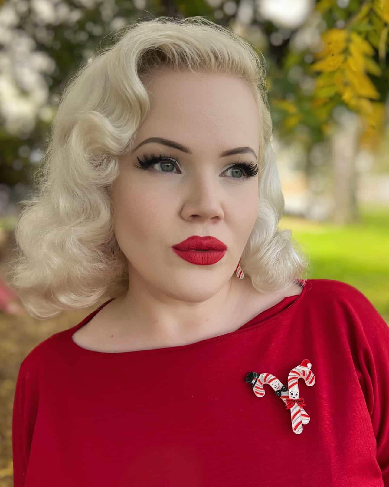 Candy Cane Couple Brooch by 50's Vintage Dame x Lipstick & Chrome — Retro Christmas Duo Pin