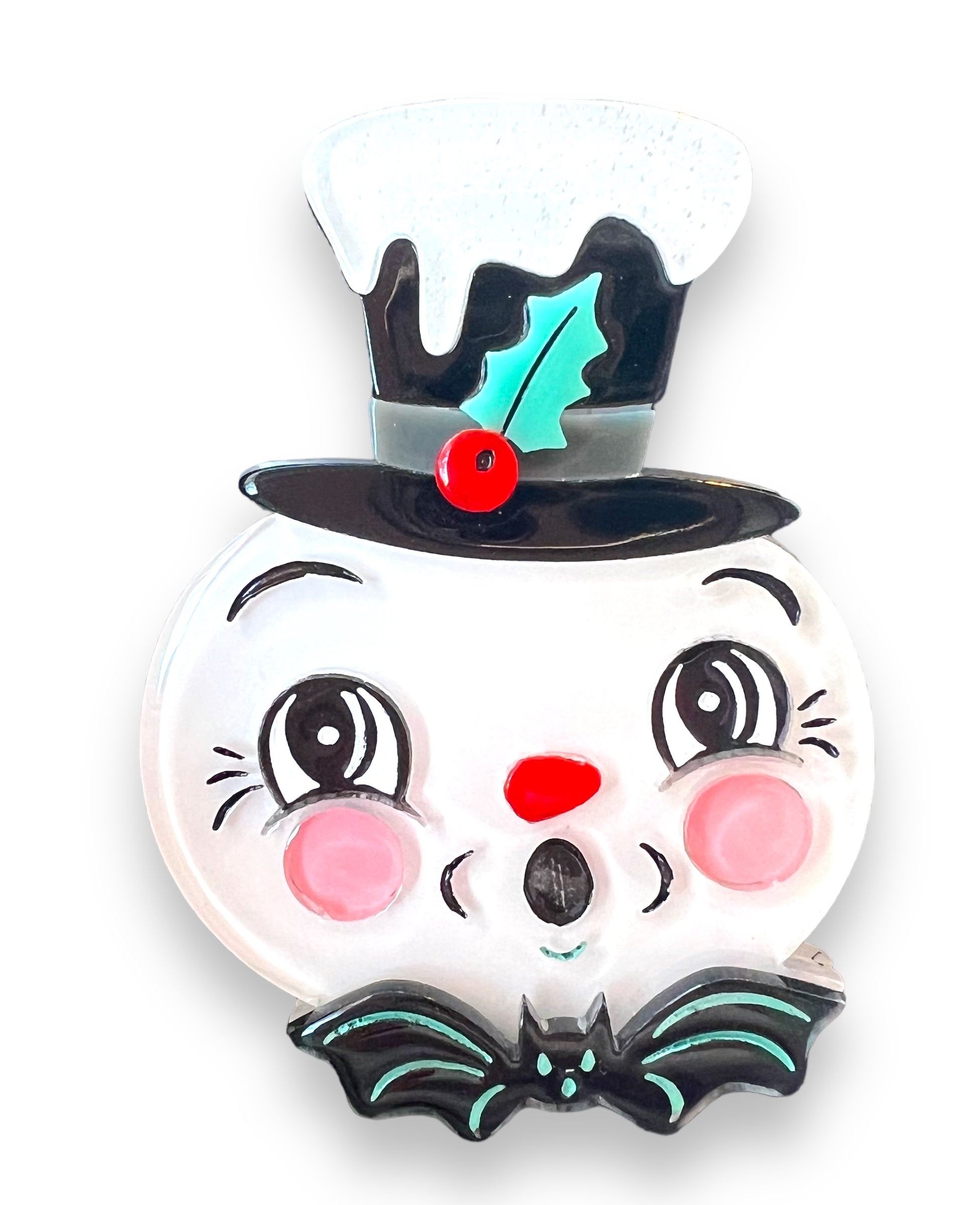 Spooky Frosty Spookmas Mini Brooch by Lipstick & Chrome x Johanna Parker — Holiday Snowman Acrylic Pin