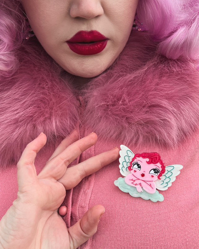Mini Matchmaker Brooch by Miss Fluff x Lipstick & Chrome — Vintage Valentine Acrylic Pin