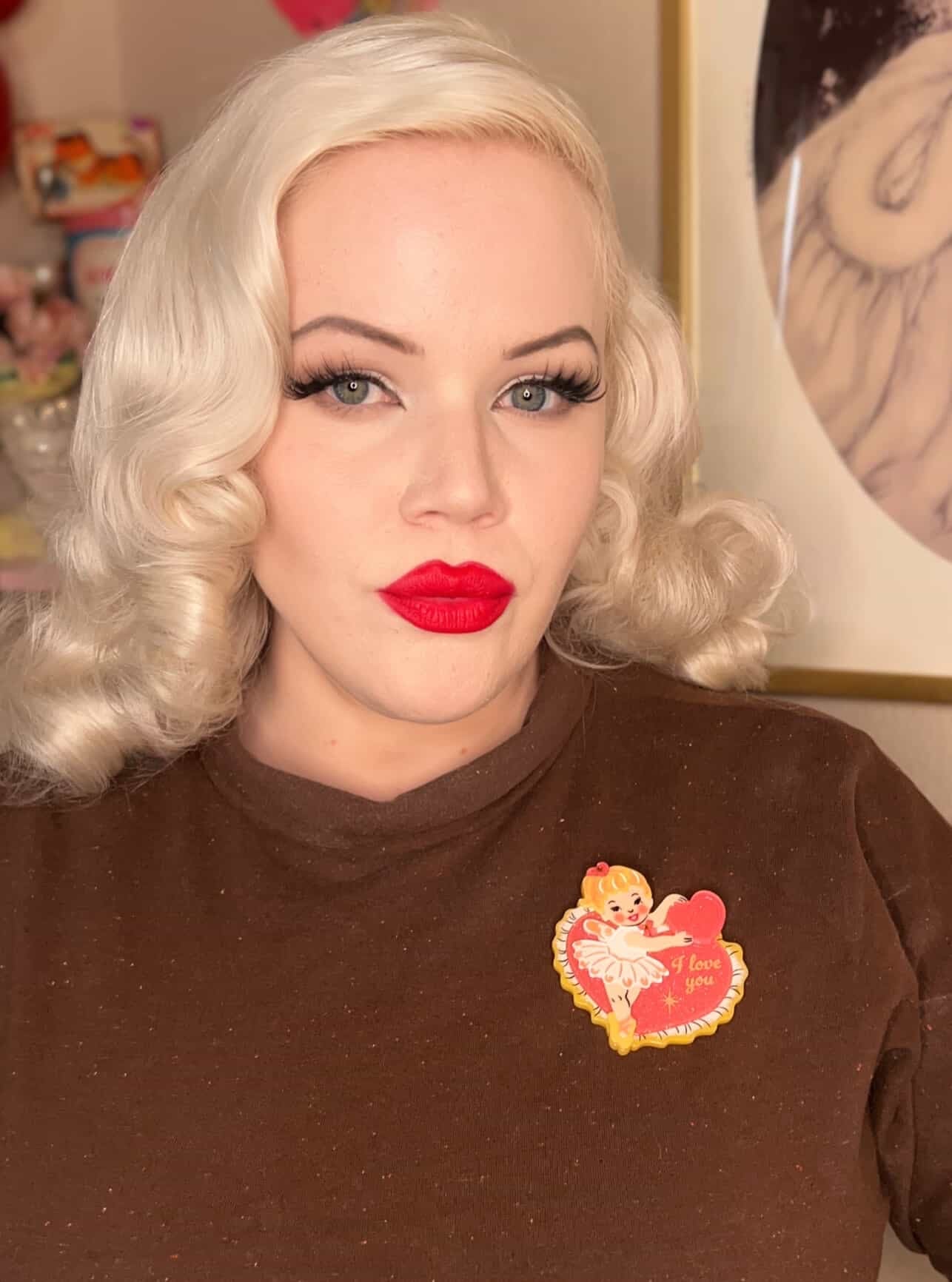 Retro Romance Brooch by 50's Vintage Dame x Lipstick & Chrome — Vintage Valentine Pin