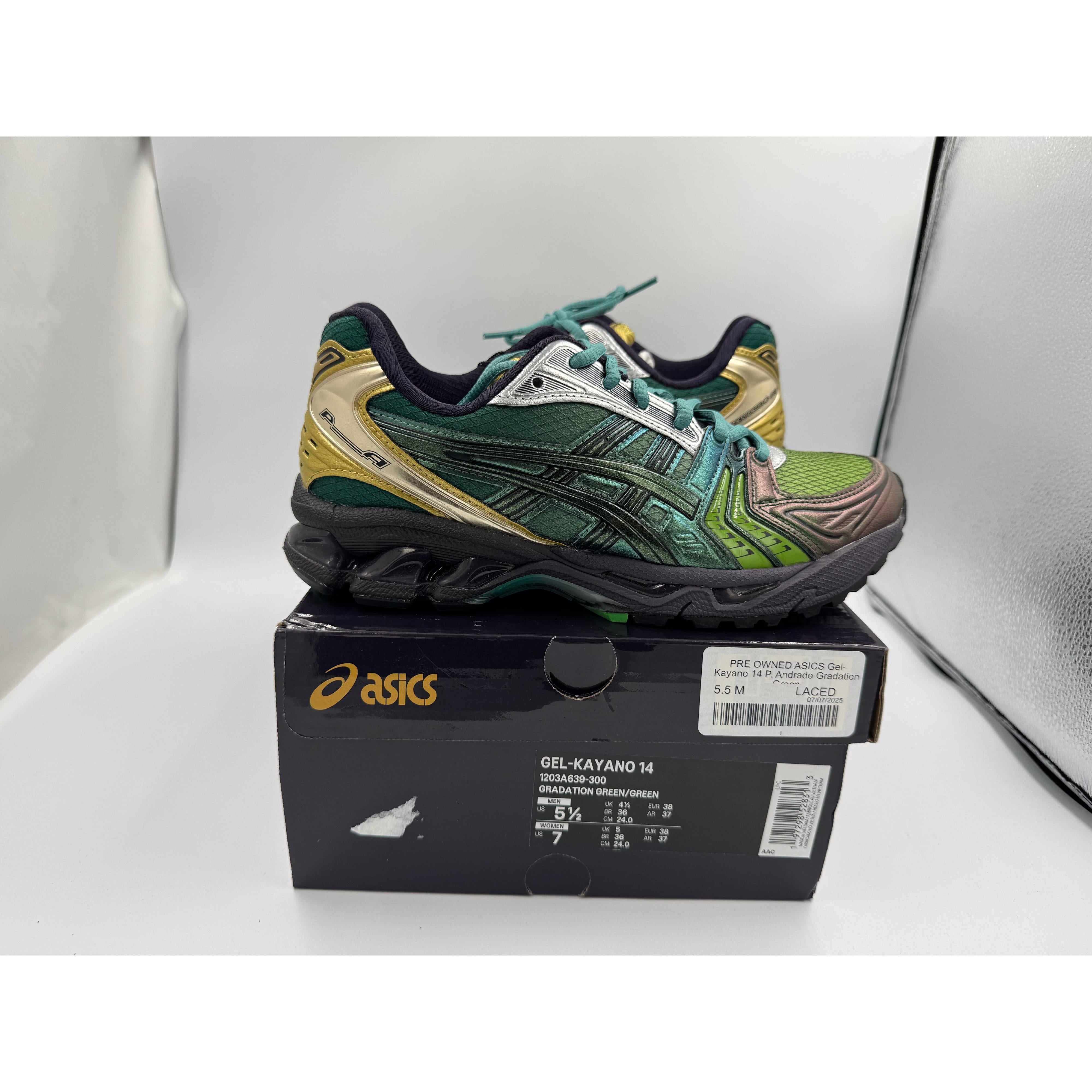 PRE OWNED ASICS Gel-Kayano 14 P. Andrade Gradation Green