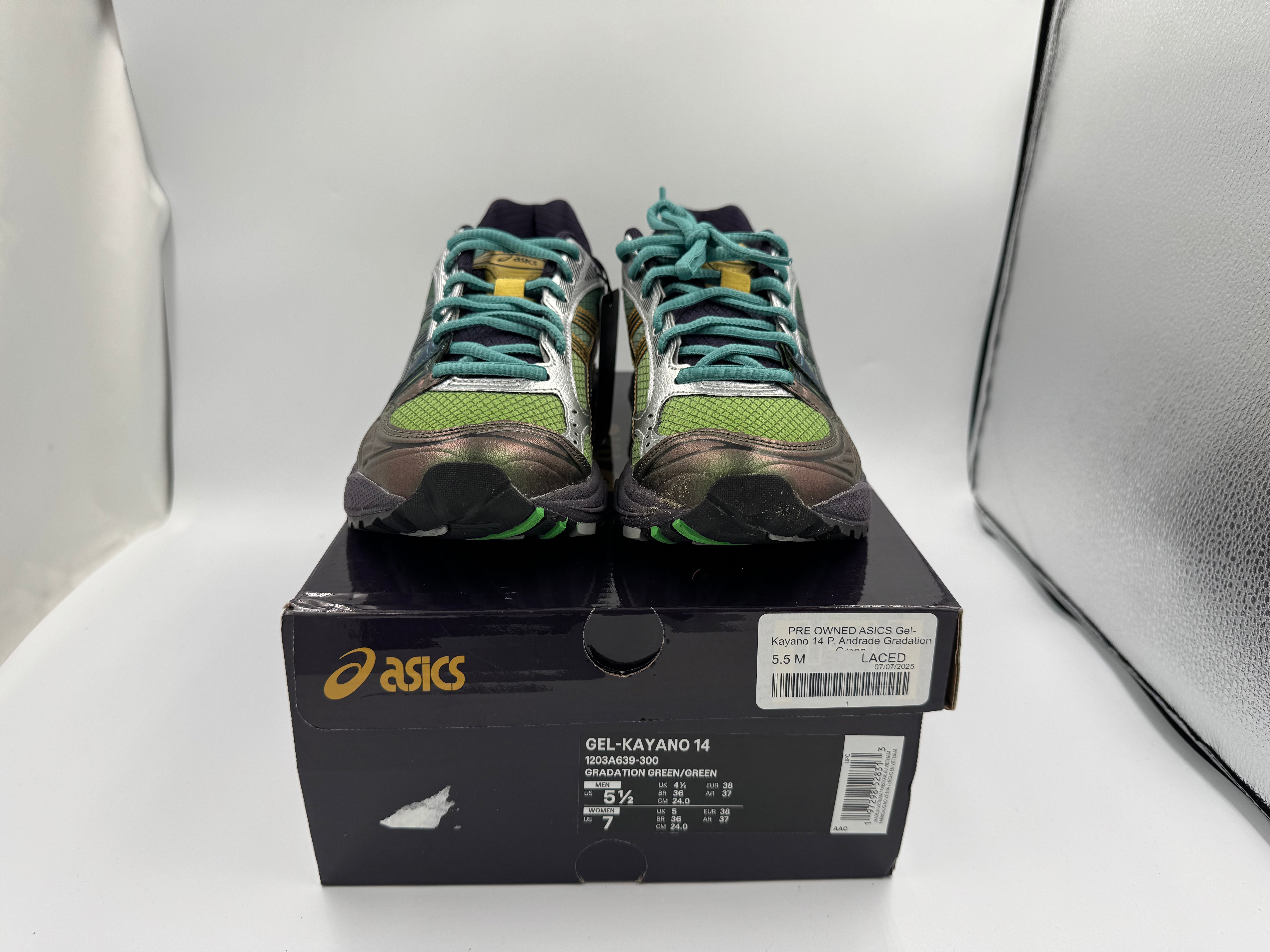 PRE OWNED ASICS Gel-Kayano 14 P. Andrade Gradation Green