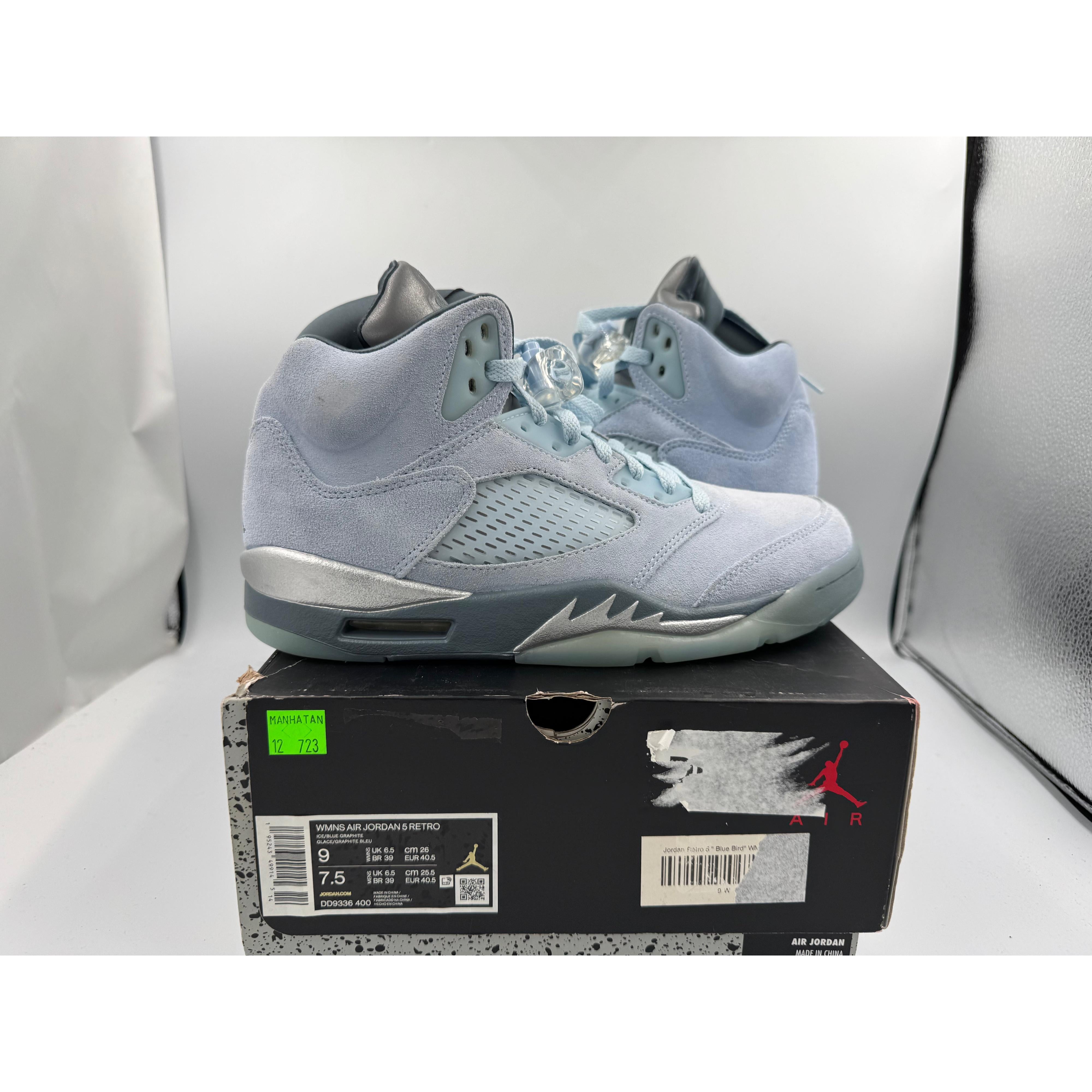 PRE OWNED Jordan Retro 5 " Blue Bird" WMNS Conditional