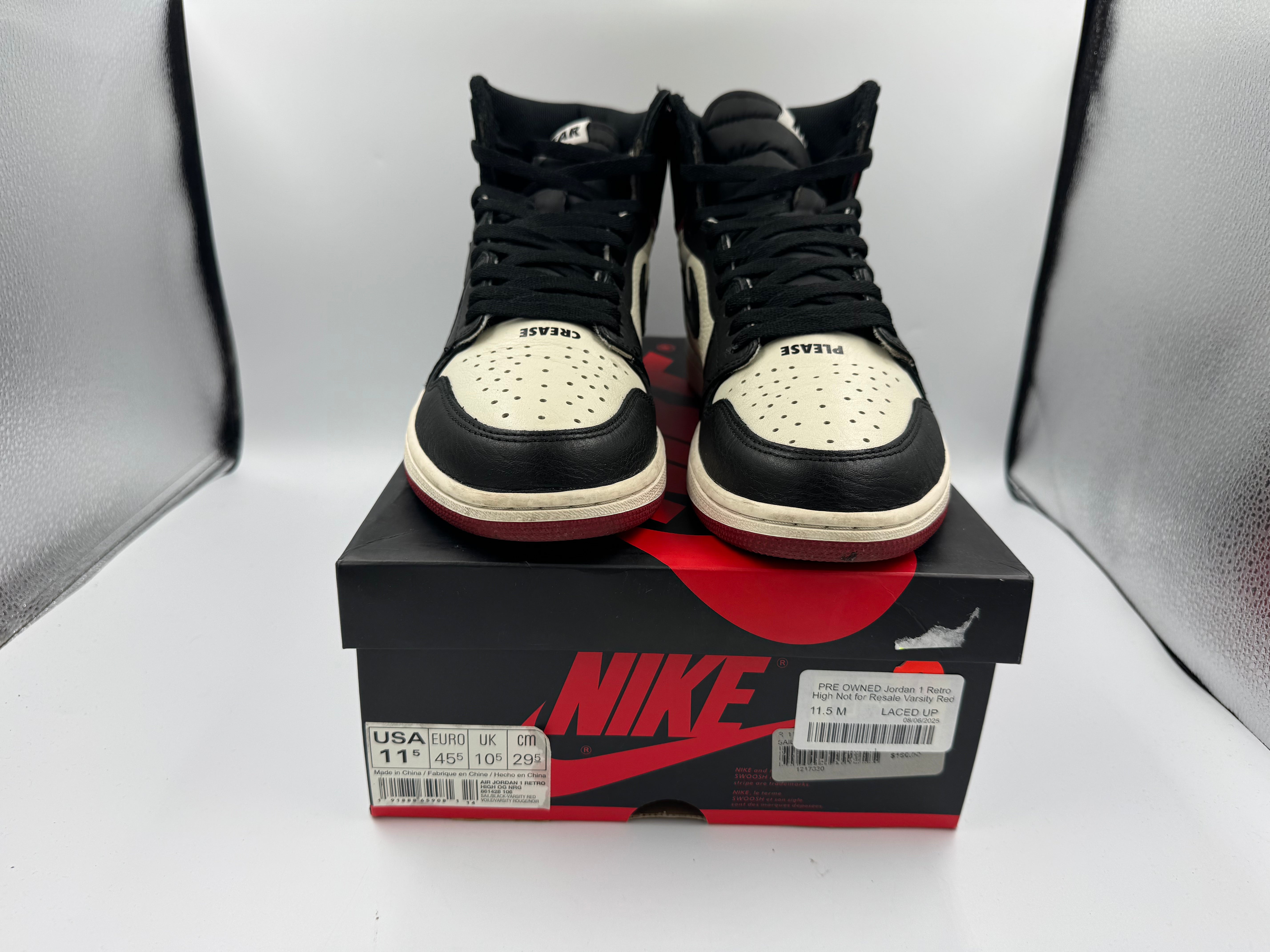 PRE OWNED Jordan 1 Retro High Not for Resale Varsity Red