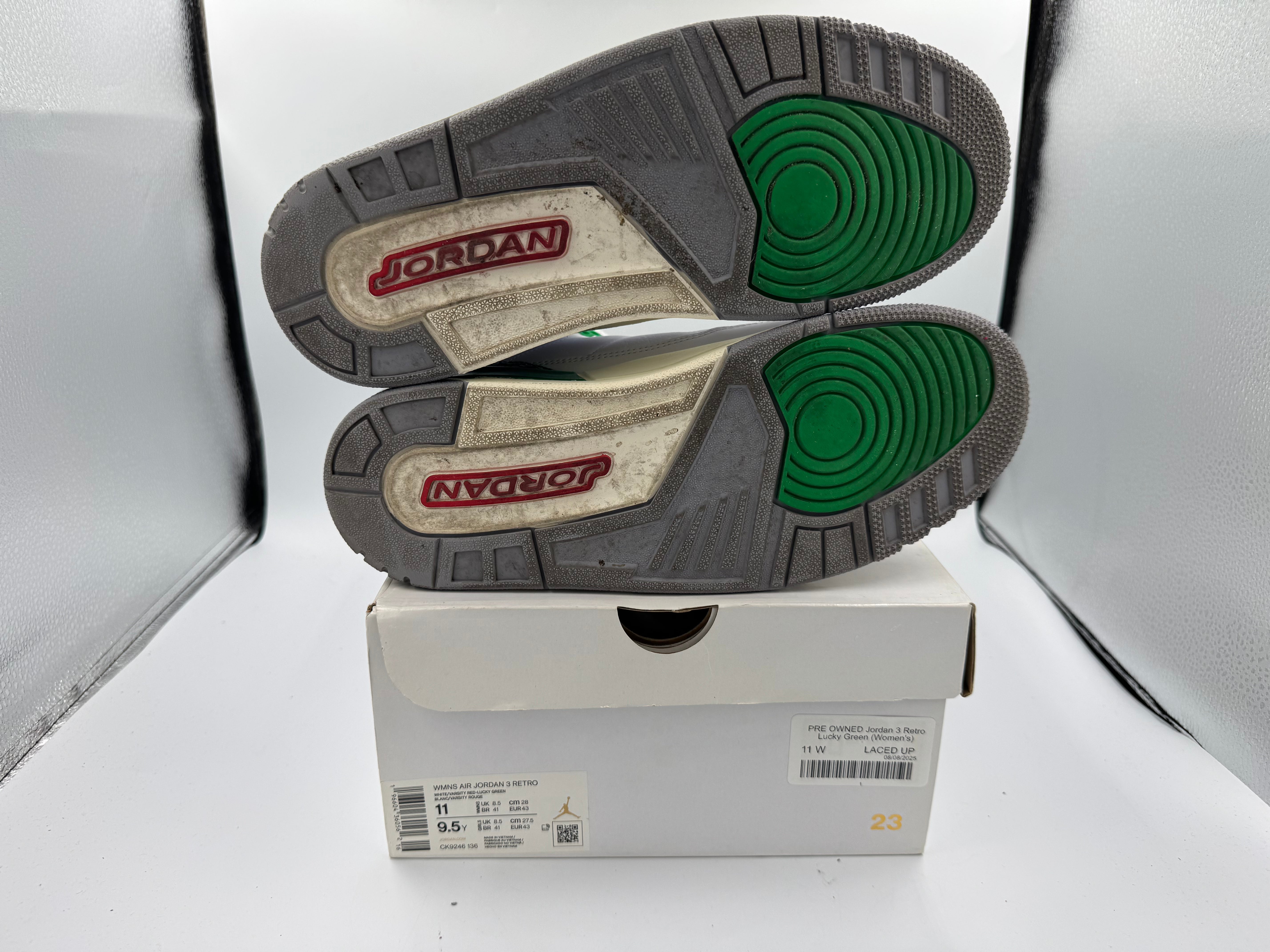 PRE OWNED Jordan 3 Retro Lucky Green (Women's)
