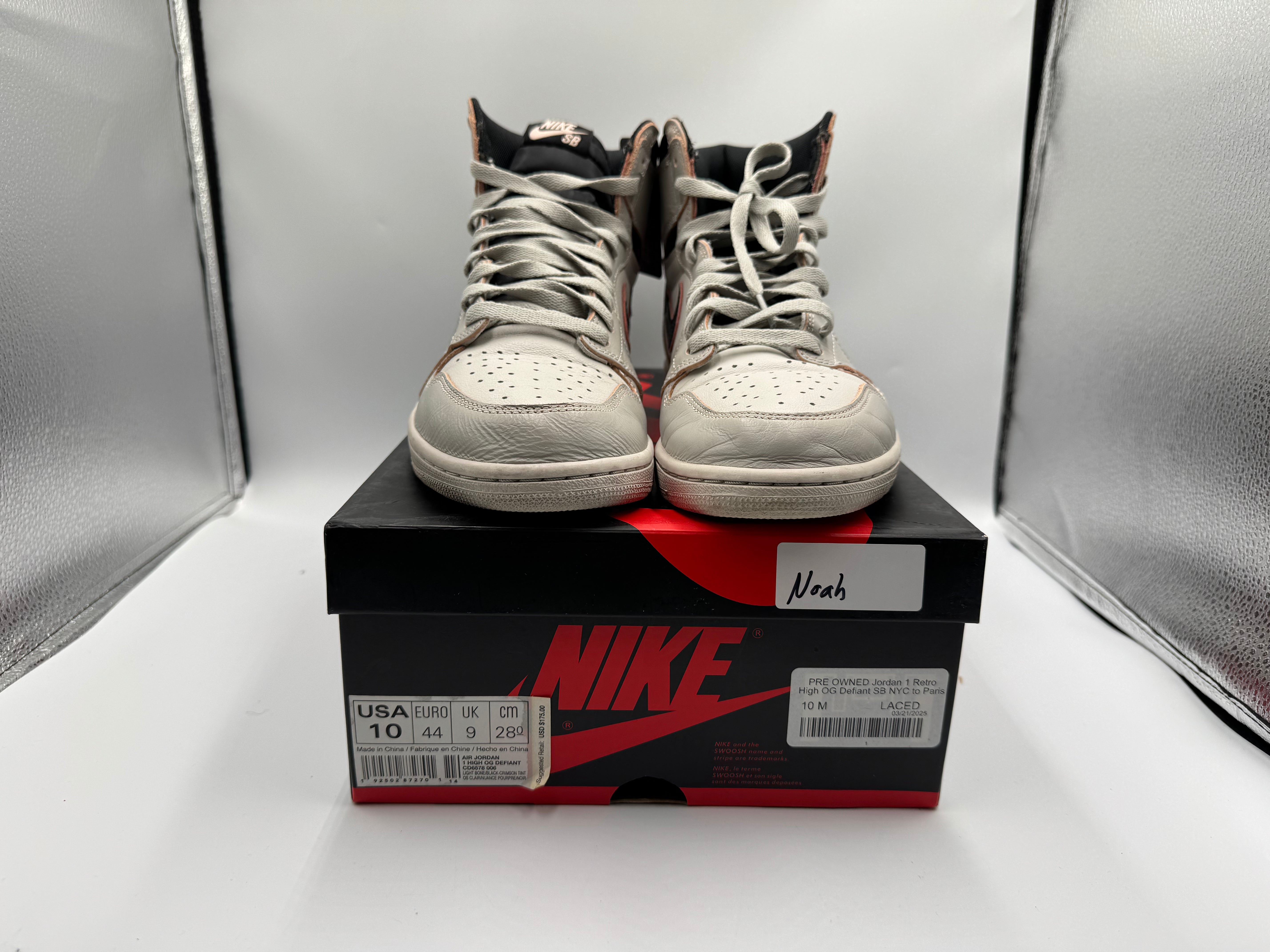 PRE OWNED Jordan 1 Retro High OG Defiant SB NYC to Paris