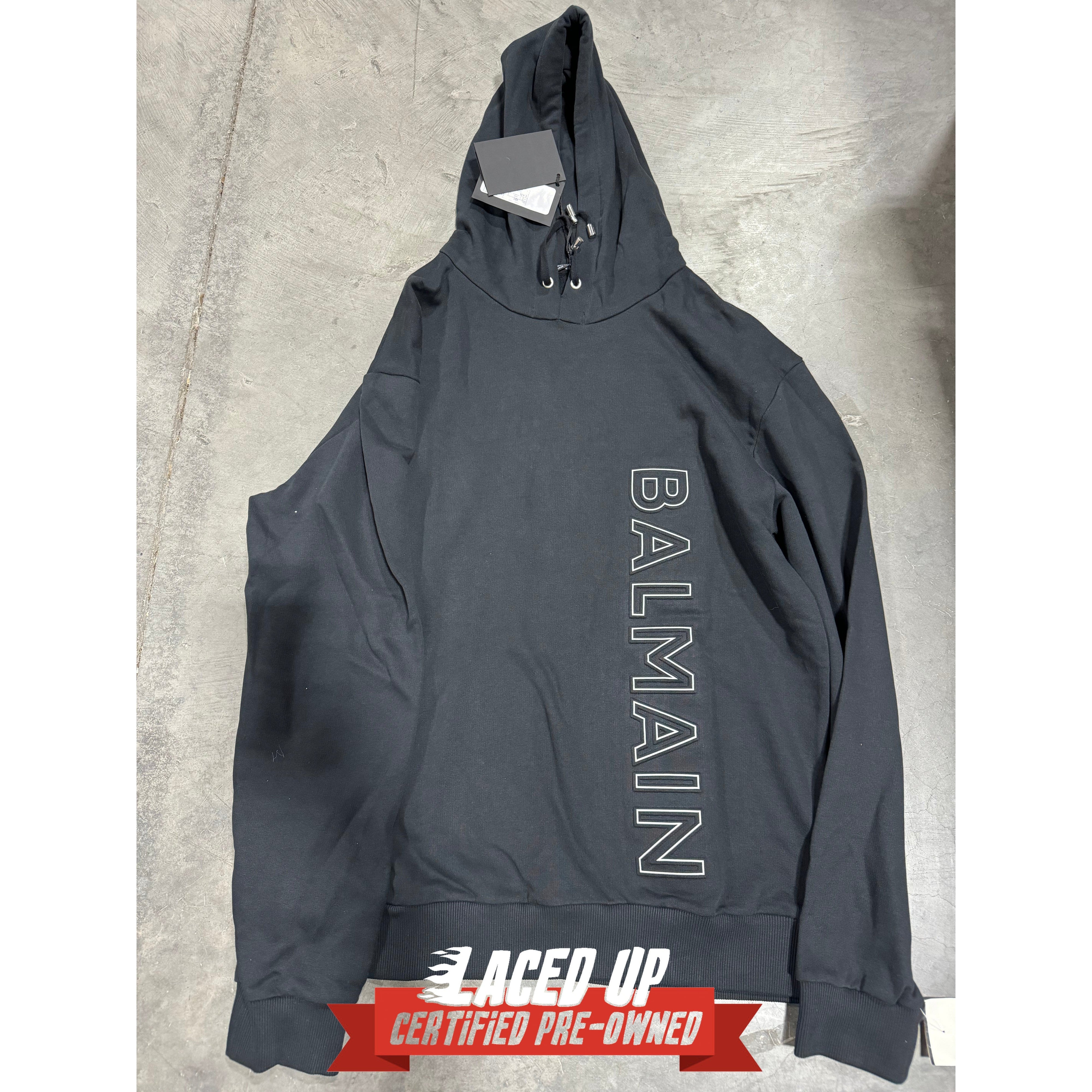 PRE OWNED Balmain Logo Cotton Hoodie Men
