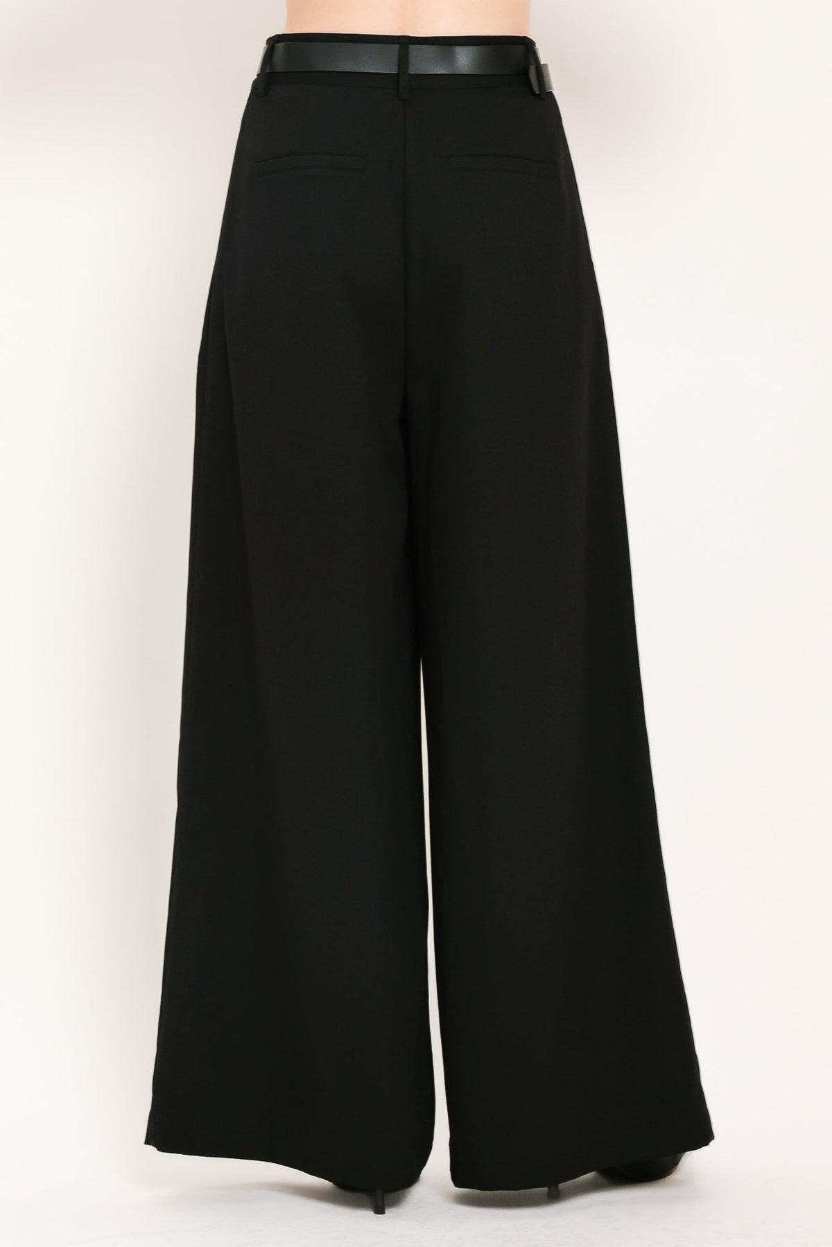 CITY CINCH BLACK/BROWN BELTED WIDE-LEG PANTS