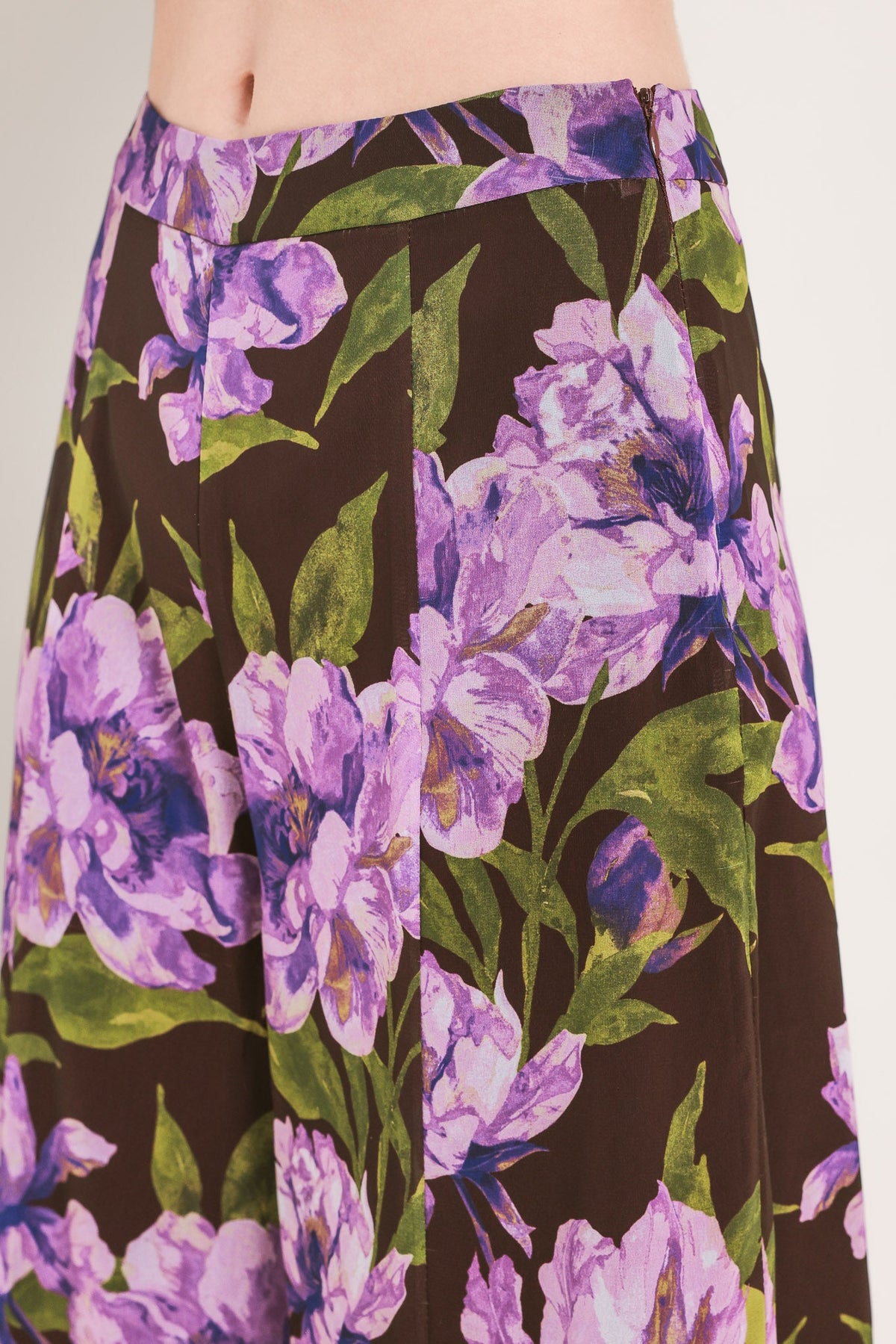 VINTAGE MERLOT WINE/PURPLE PRINTED WIDE-LEG PANTS