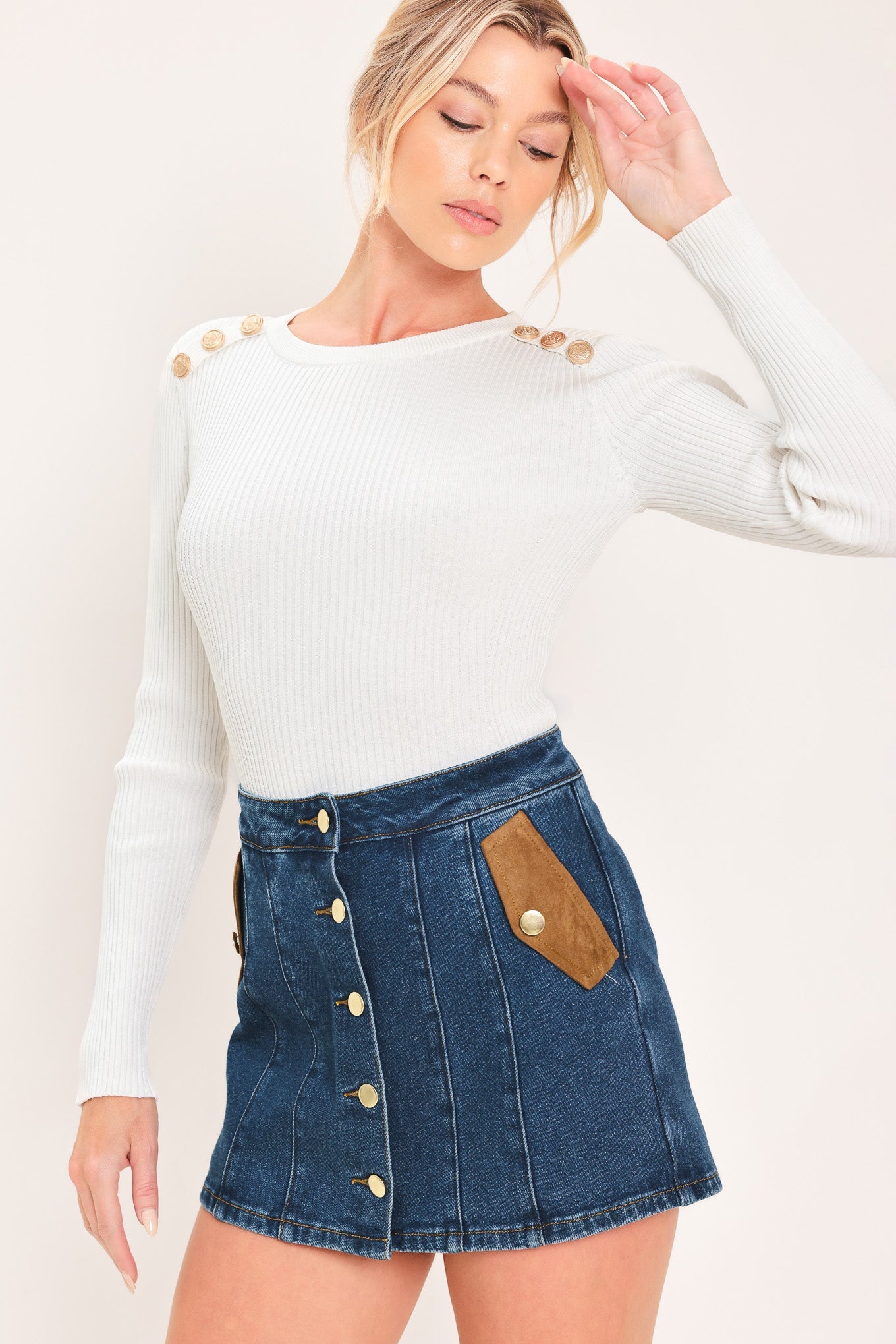 WESTERN POCKET DENIM SKORT