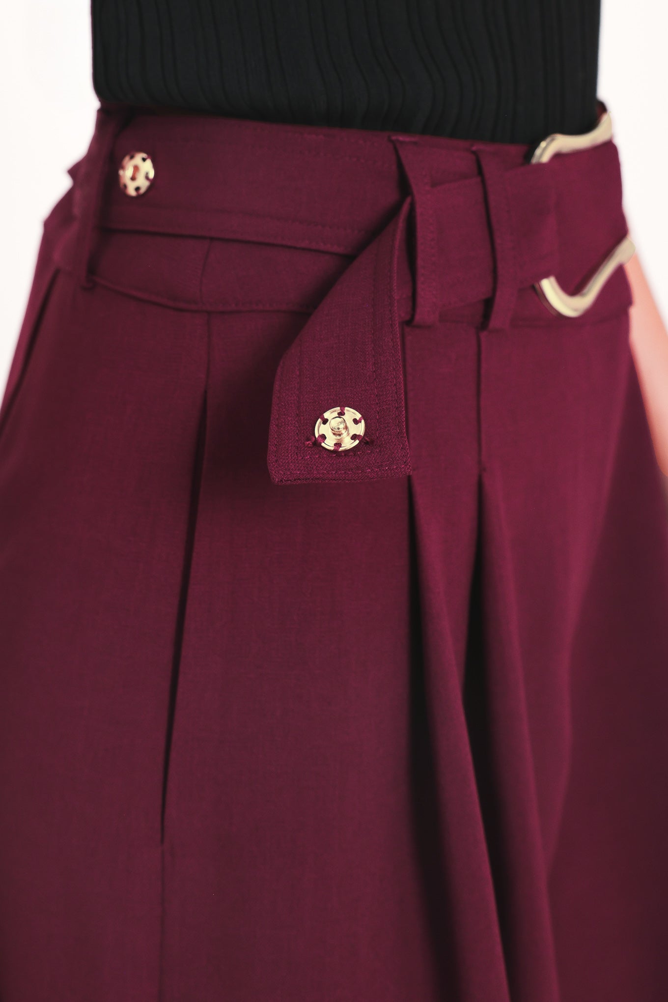 CITY CHIC BUCKLE BELTED CULOTTE PANTS