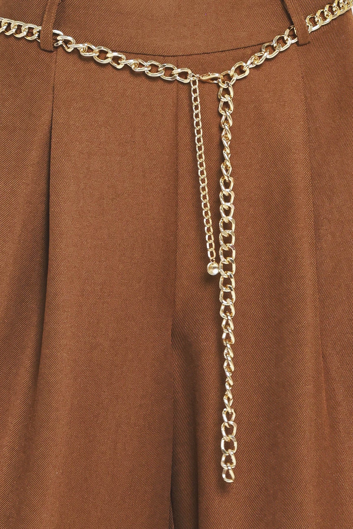 UPTOWN MOMENT CHAIN BELTED WIDE LEG PANTS