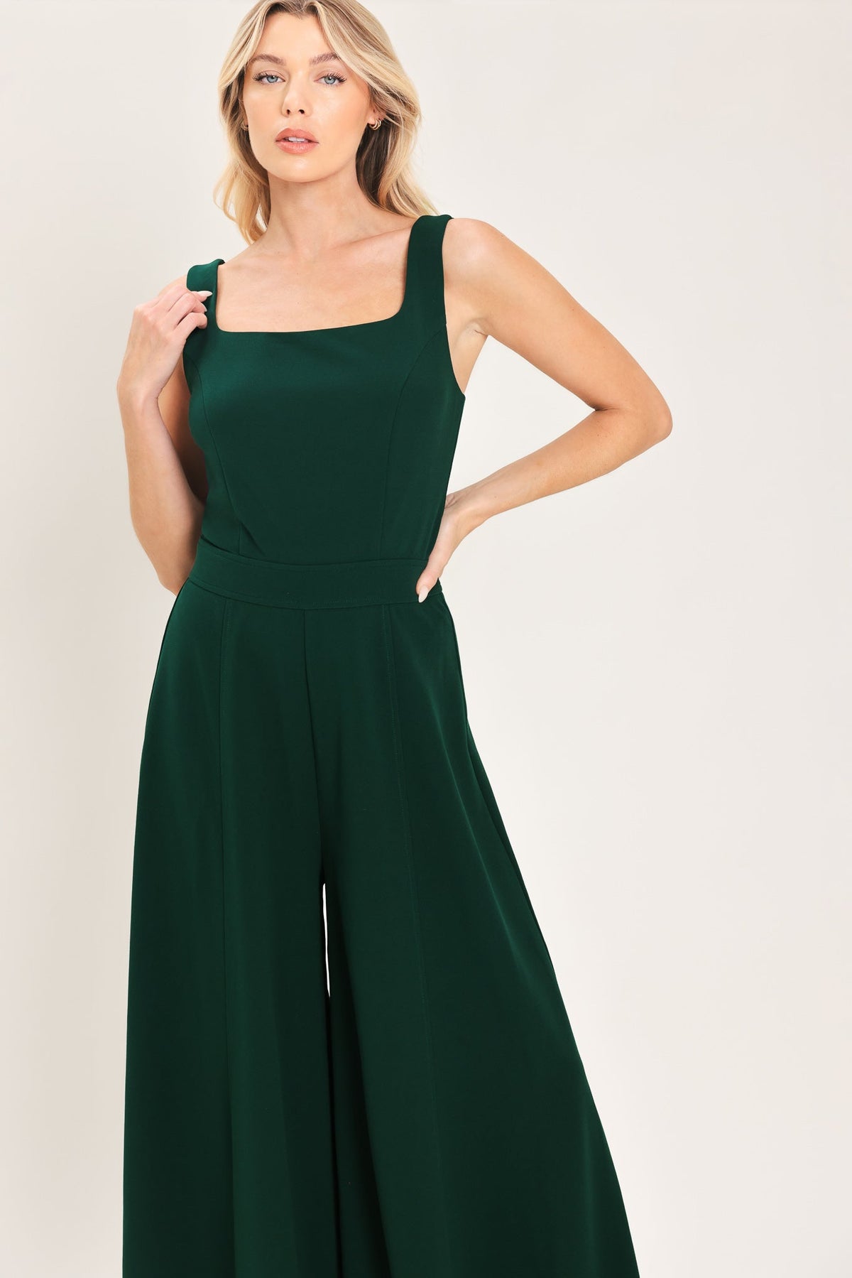 EMERALD IMPACT HUNTER GREEN EXTRA WIDE-LEG JUMPSUIT