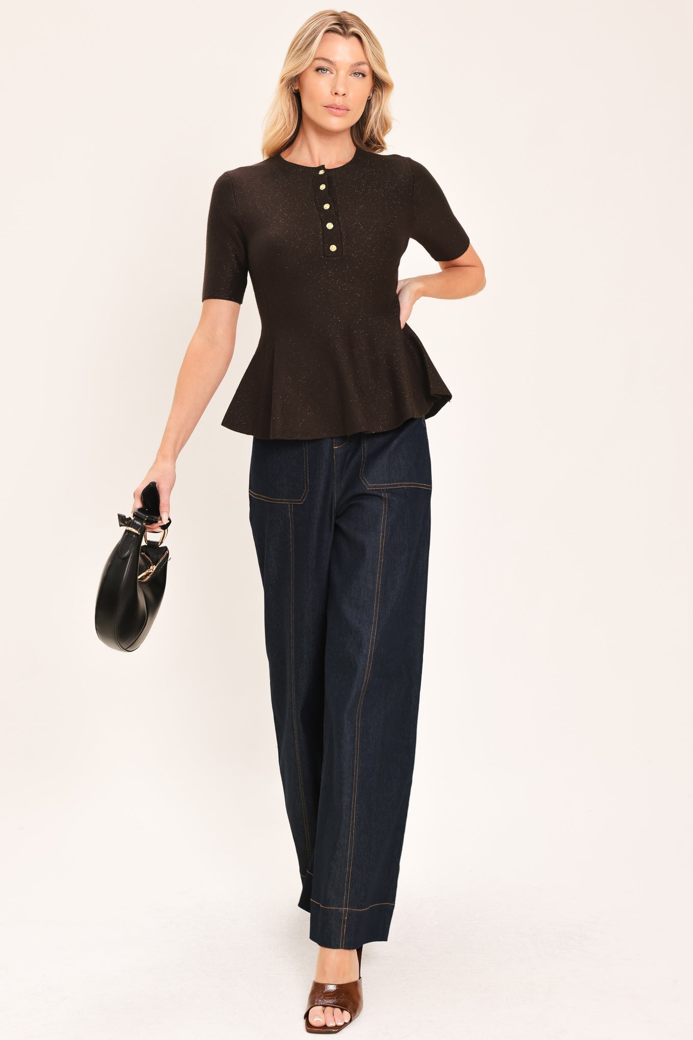 JAVA PEPLUM POLISH SWEATER KNIT TOP