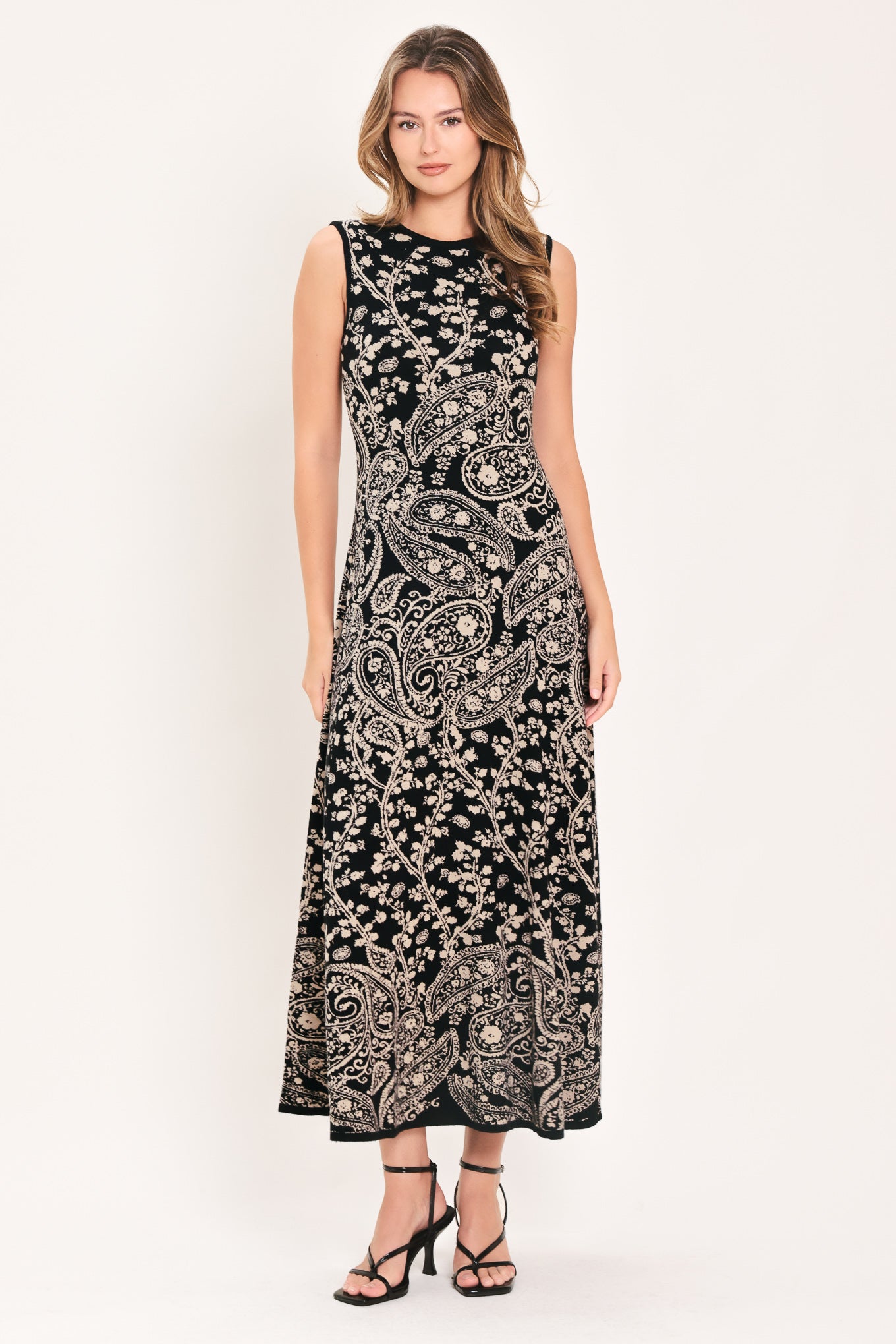 HAZEL PAISLEY EMBRACE JACQUARD SWEATER MIDI DRESS