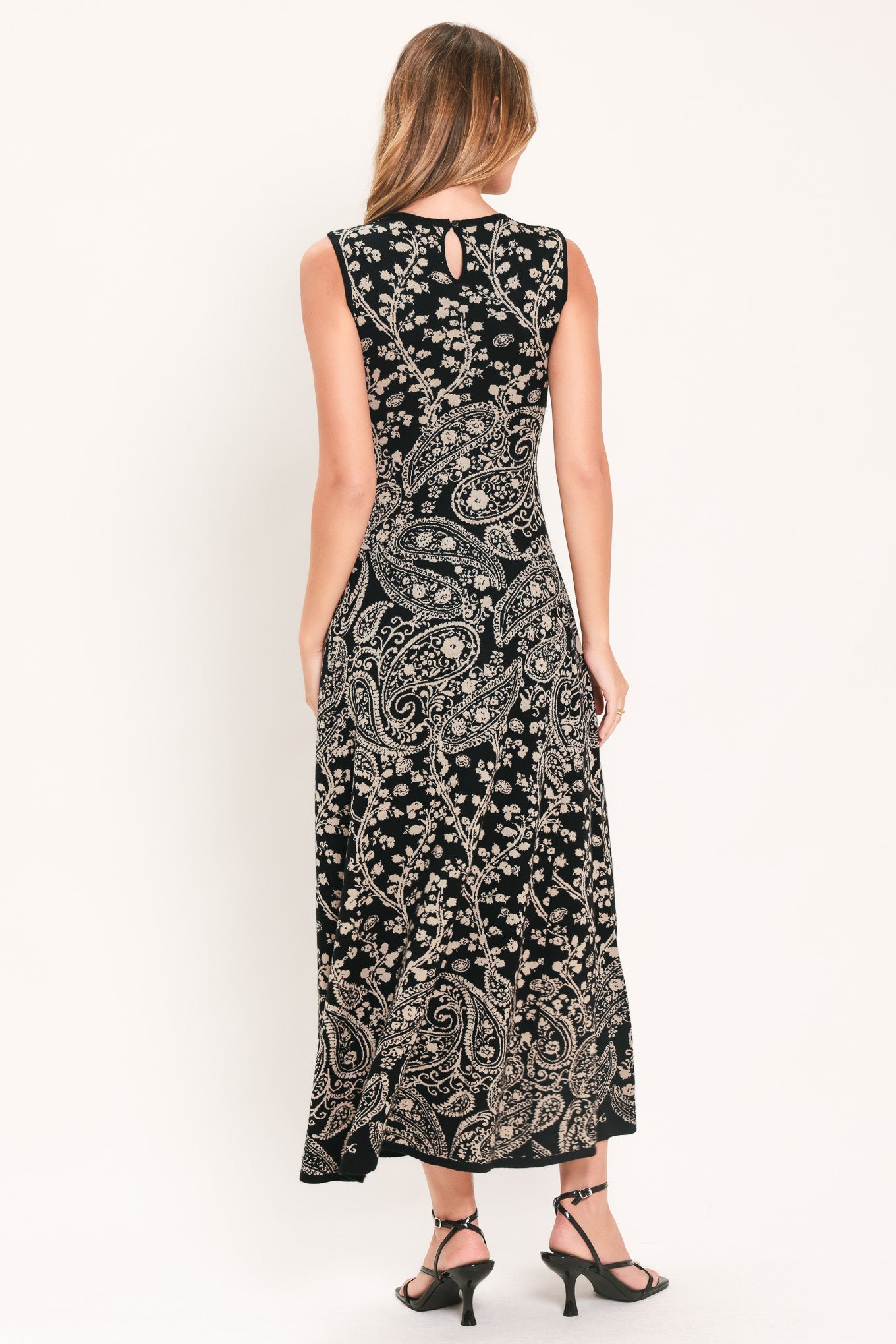HAZEL PAISLEY EMBRACE JACQUARD SWEATER MIDI DRESS