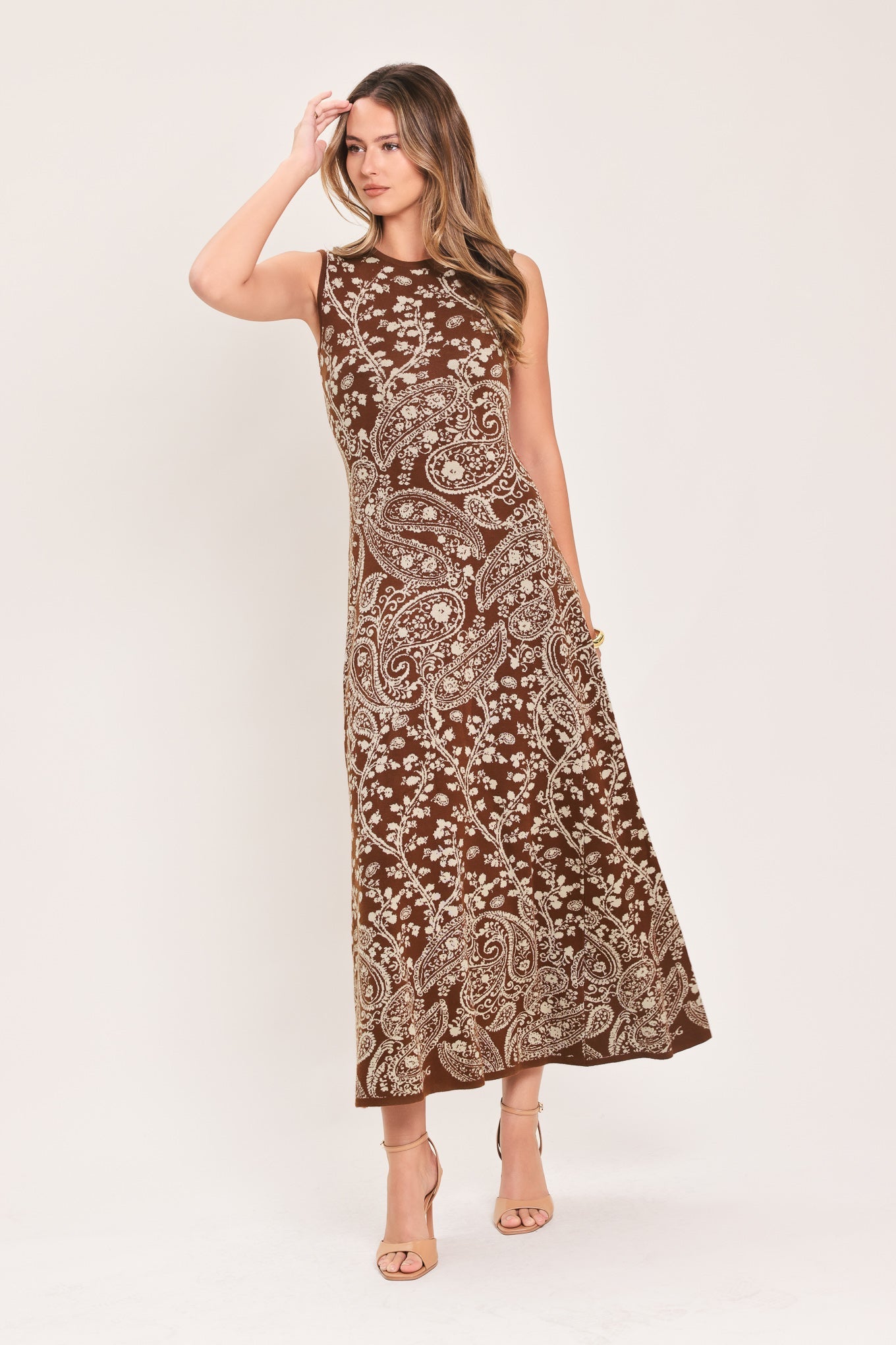 HAZEL PAISLEY EMBRACE JACQUARD SWEATER MIDI DRESS
