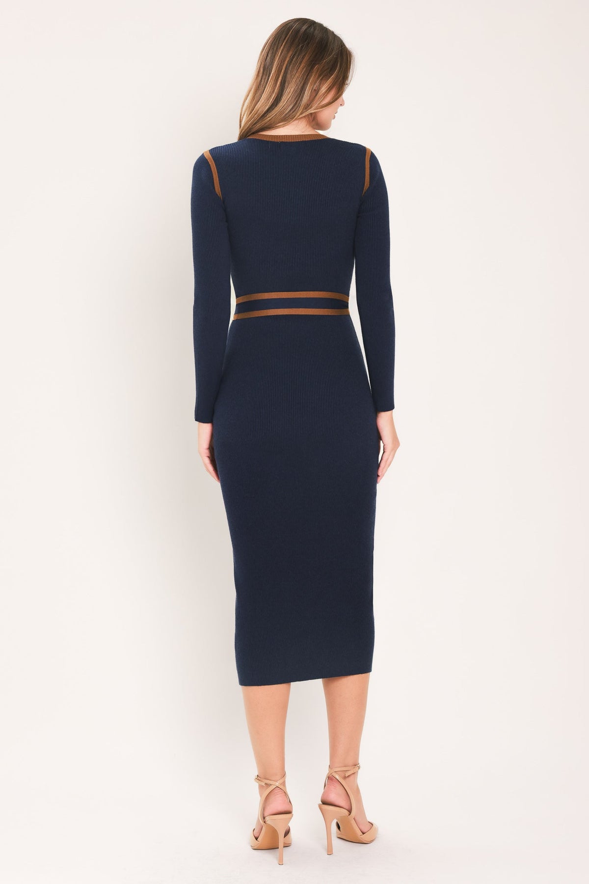 COZY BY DESIGN BELTED SWEATER MIDI DRESS