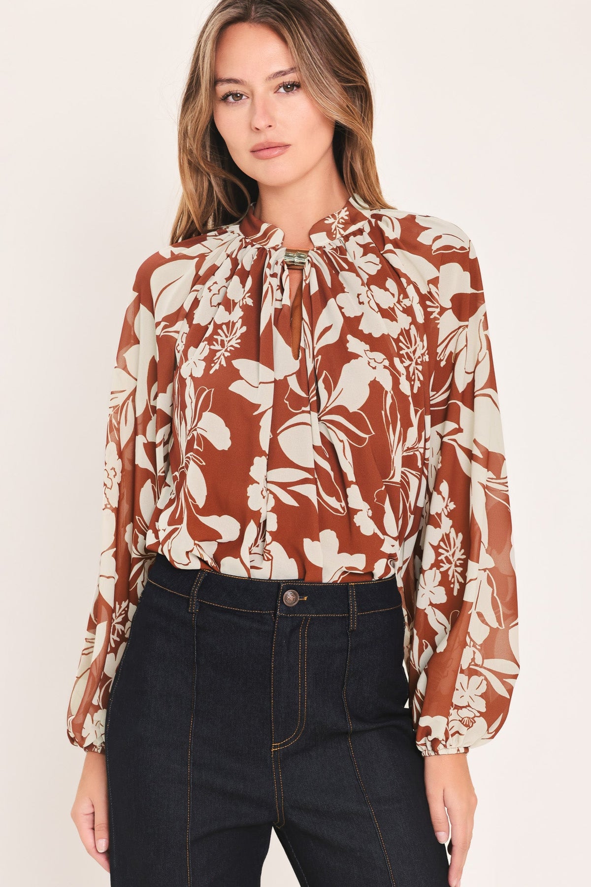 GOLDEN SEASON RUST HARDWARE-DETAIL BLOUSE